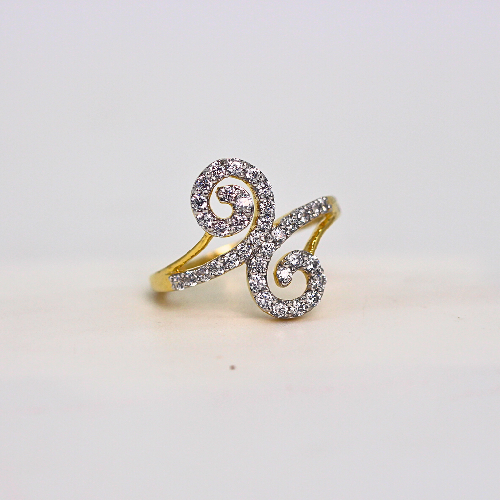 Diamond Swirl Motif Open Band Ring