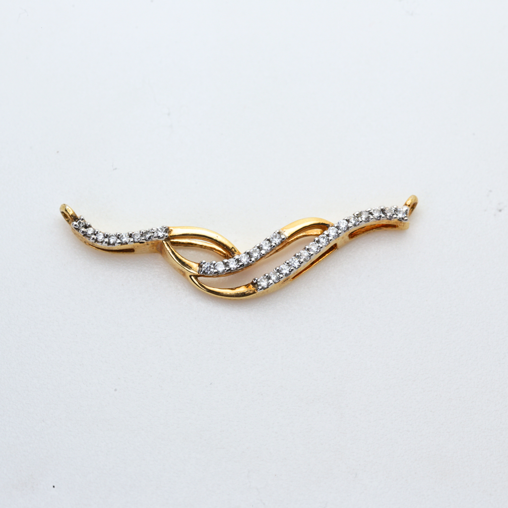 Gold Wave Line Diamond Pendant Design