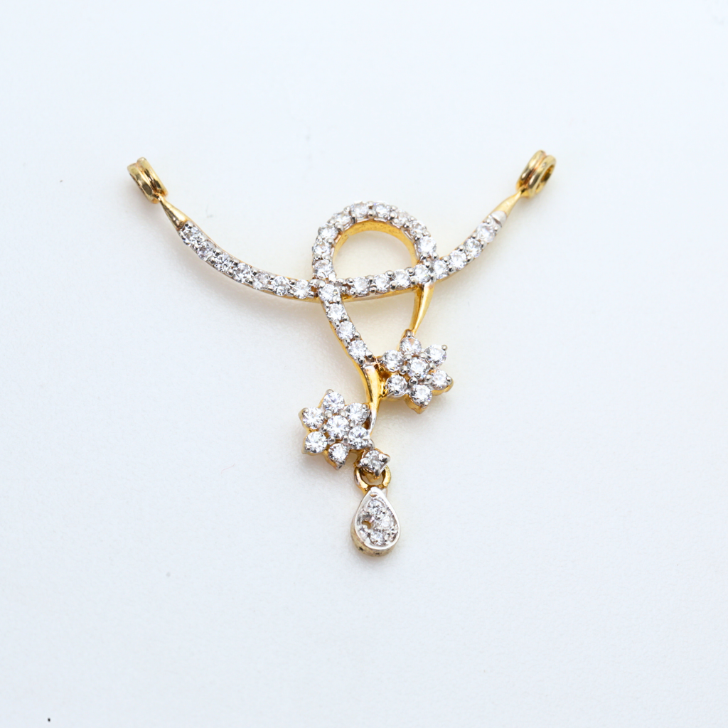 Diamond Loop Curve Floral Drop Mangalsutra Pendant