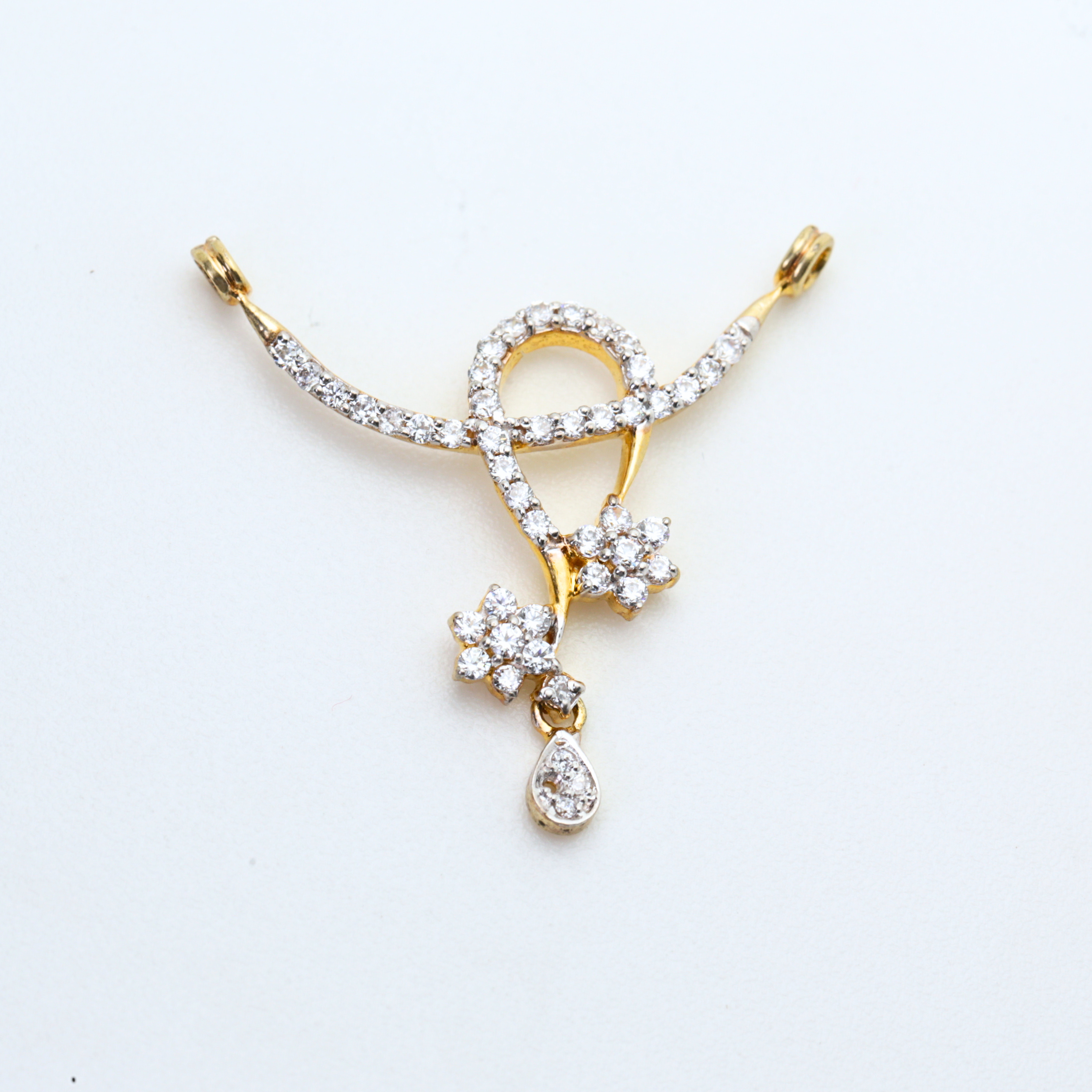 Diamond Loop Curve Floral Drop Mangalsutra Pendant