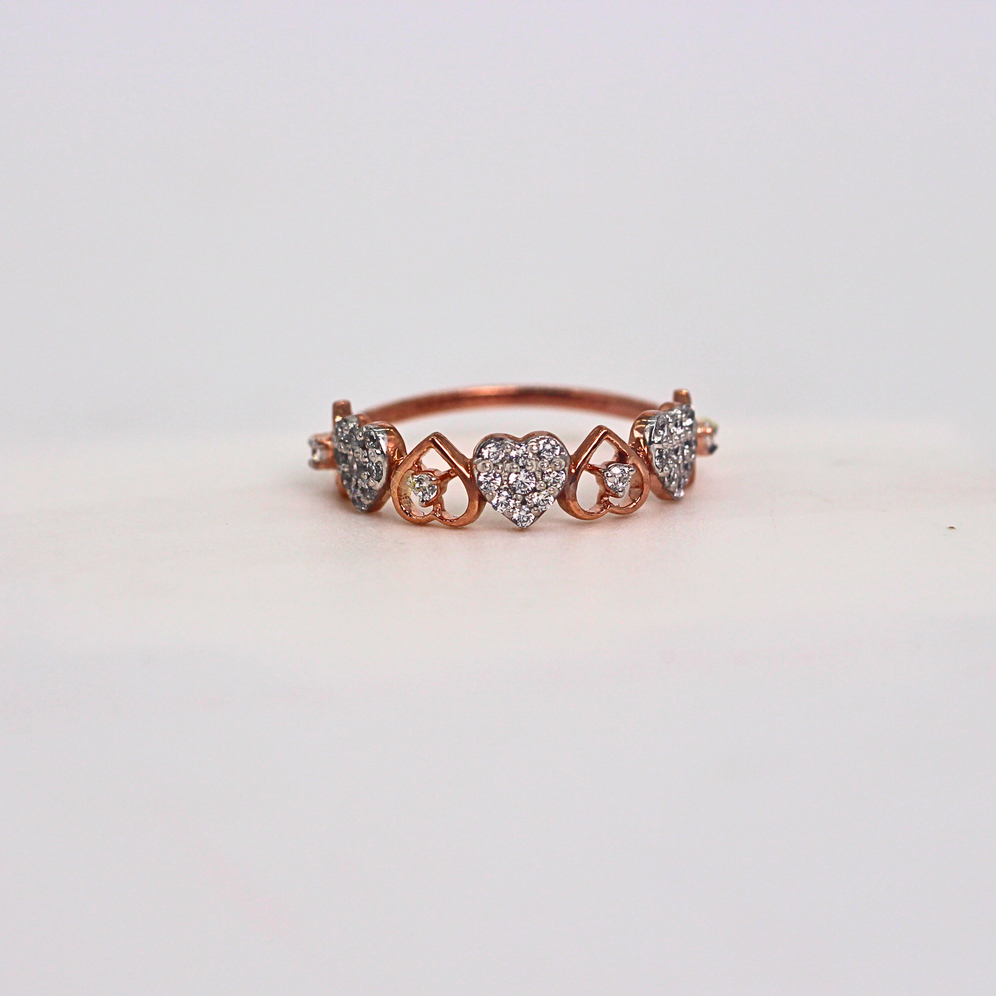 Diamond Heart Motif Open Band Ring