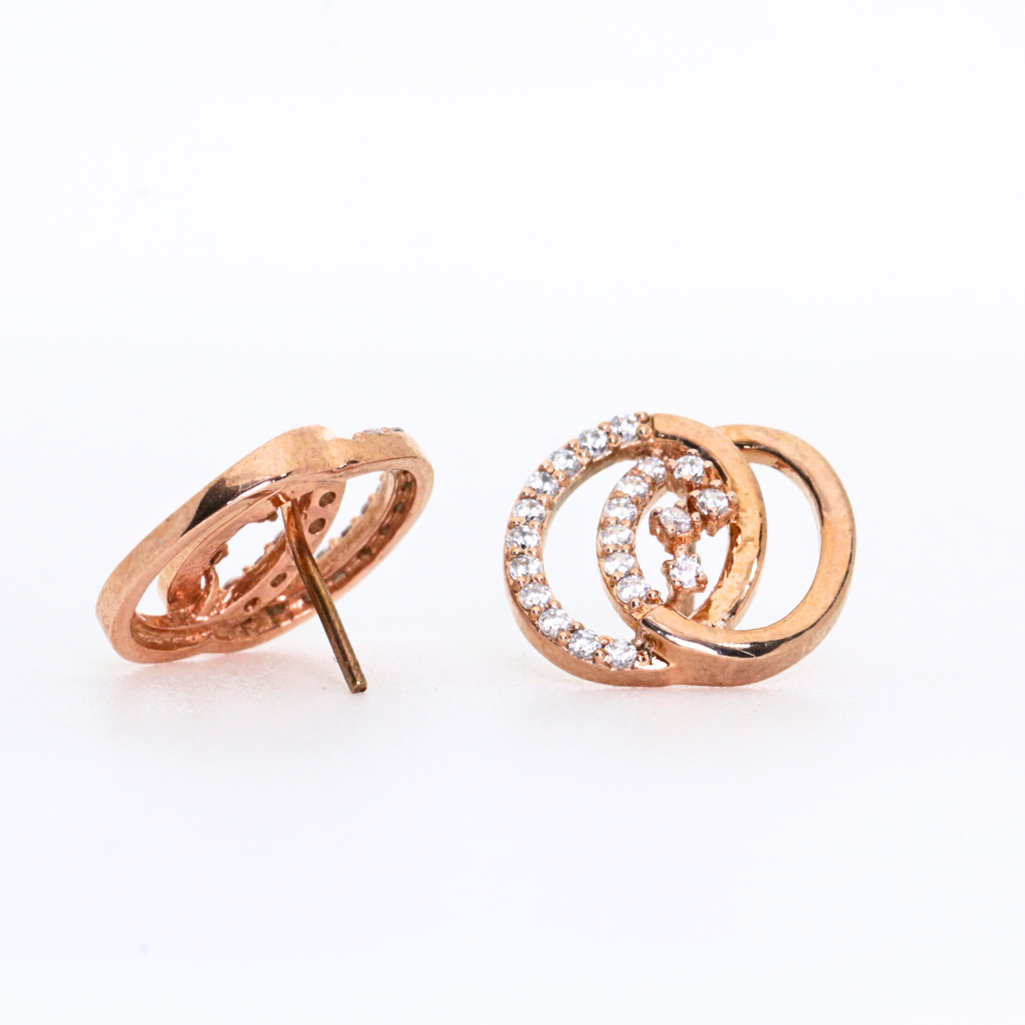 Double Circle Shape Gold Stud Earrings