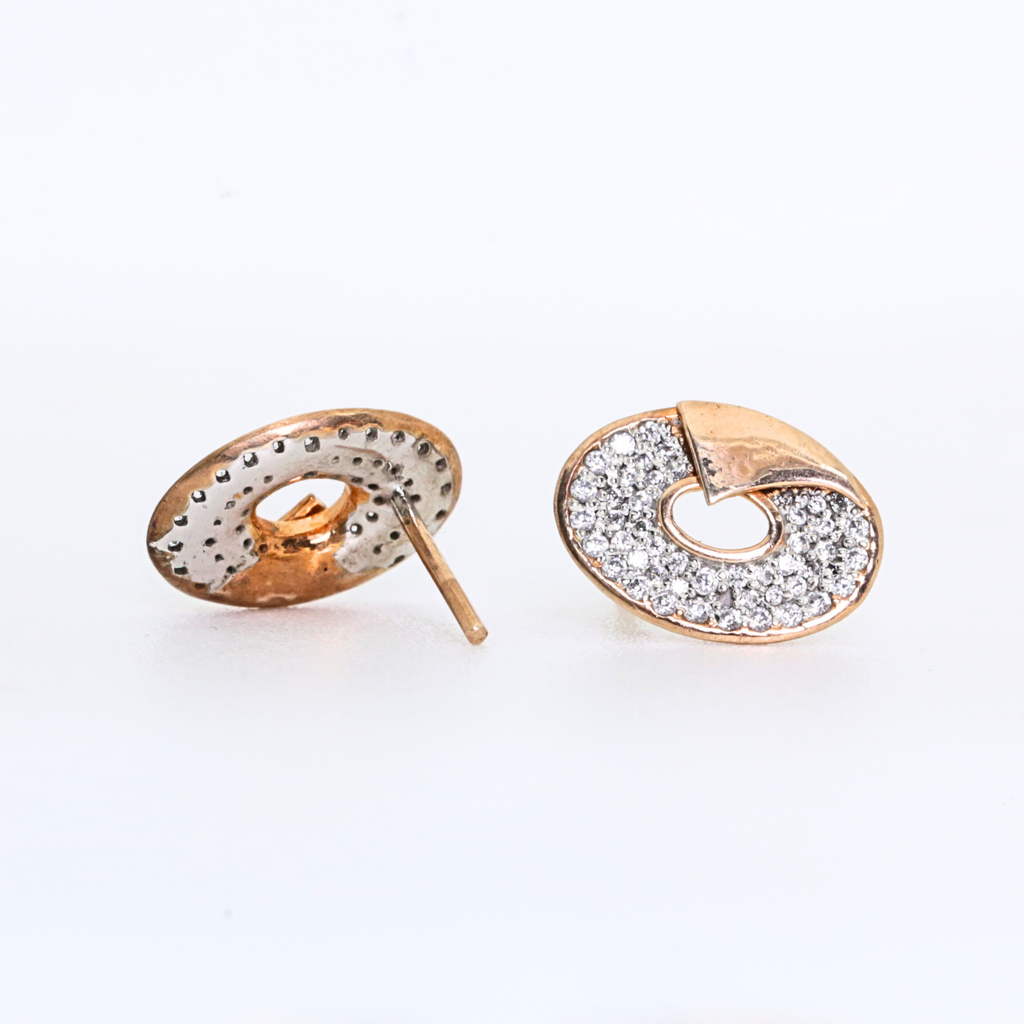 Oval Spiral Shape Gold Stud Earrings