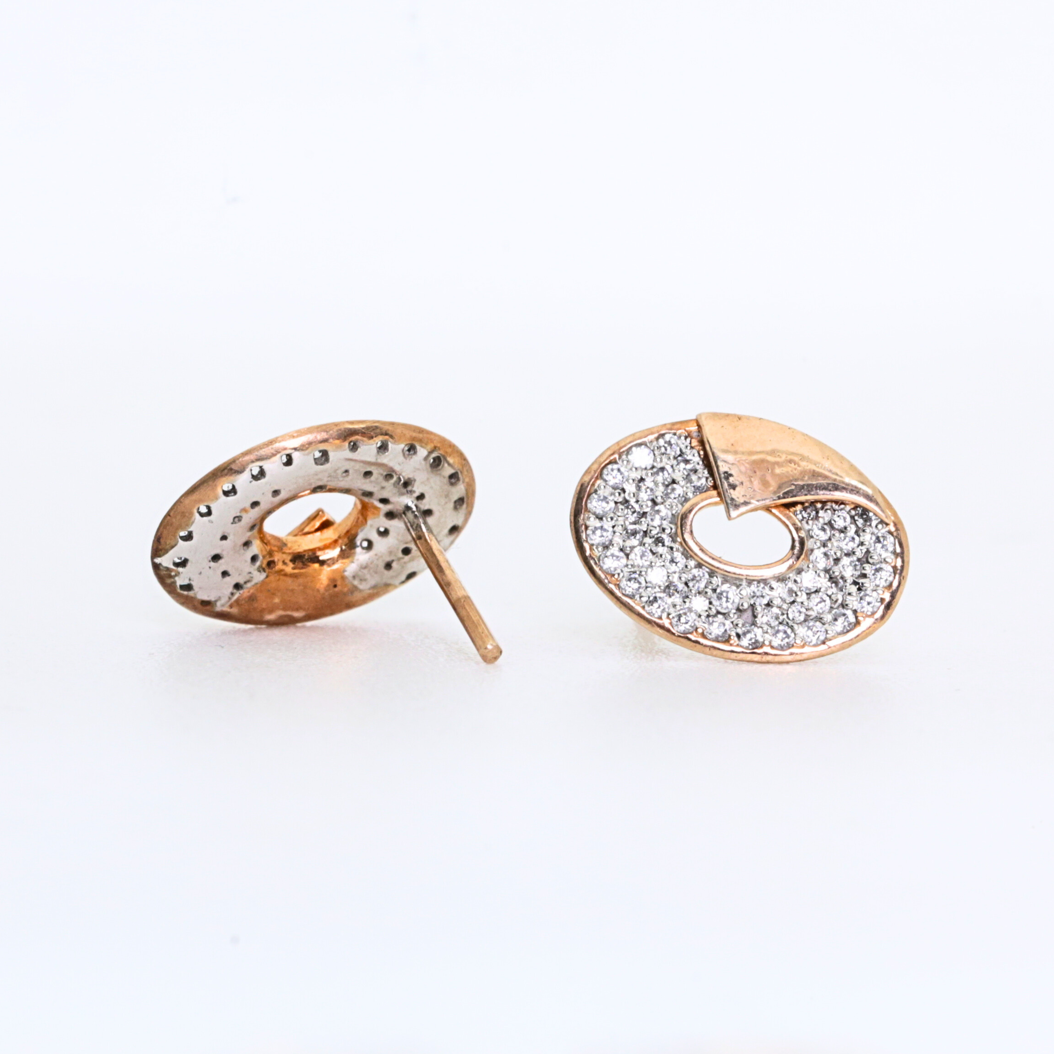 Oval Spiral Shape Gold Stud Earrings