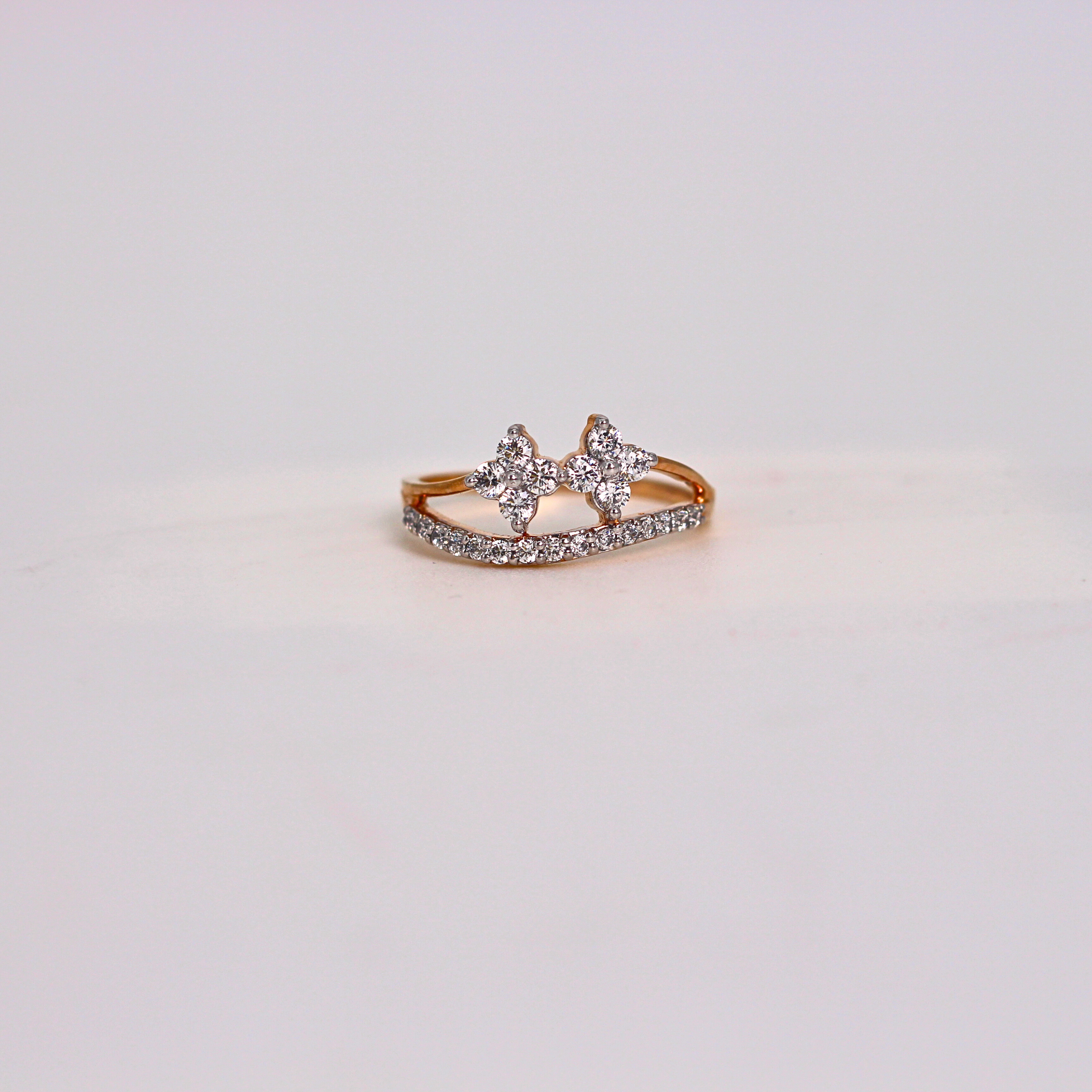 Diamond Floral Cluster Open Band Ring