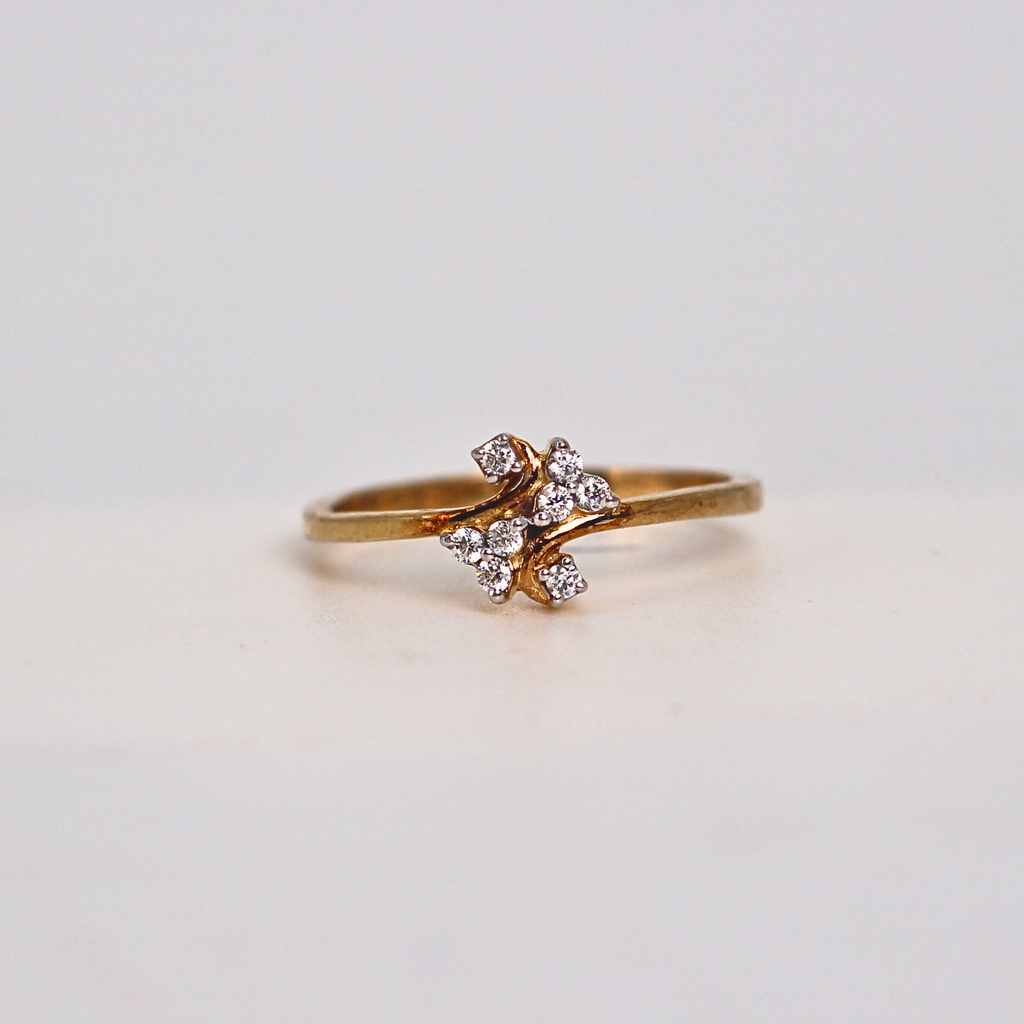 Diamond Floral Twist Band Ring