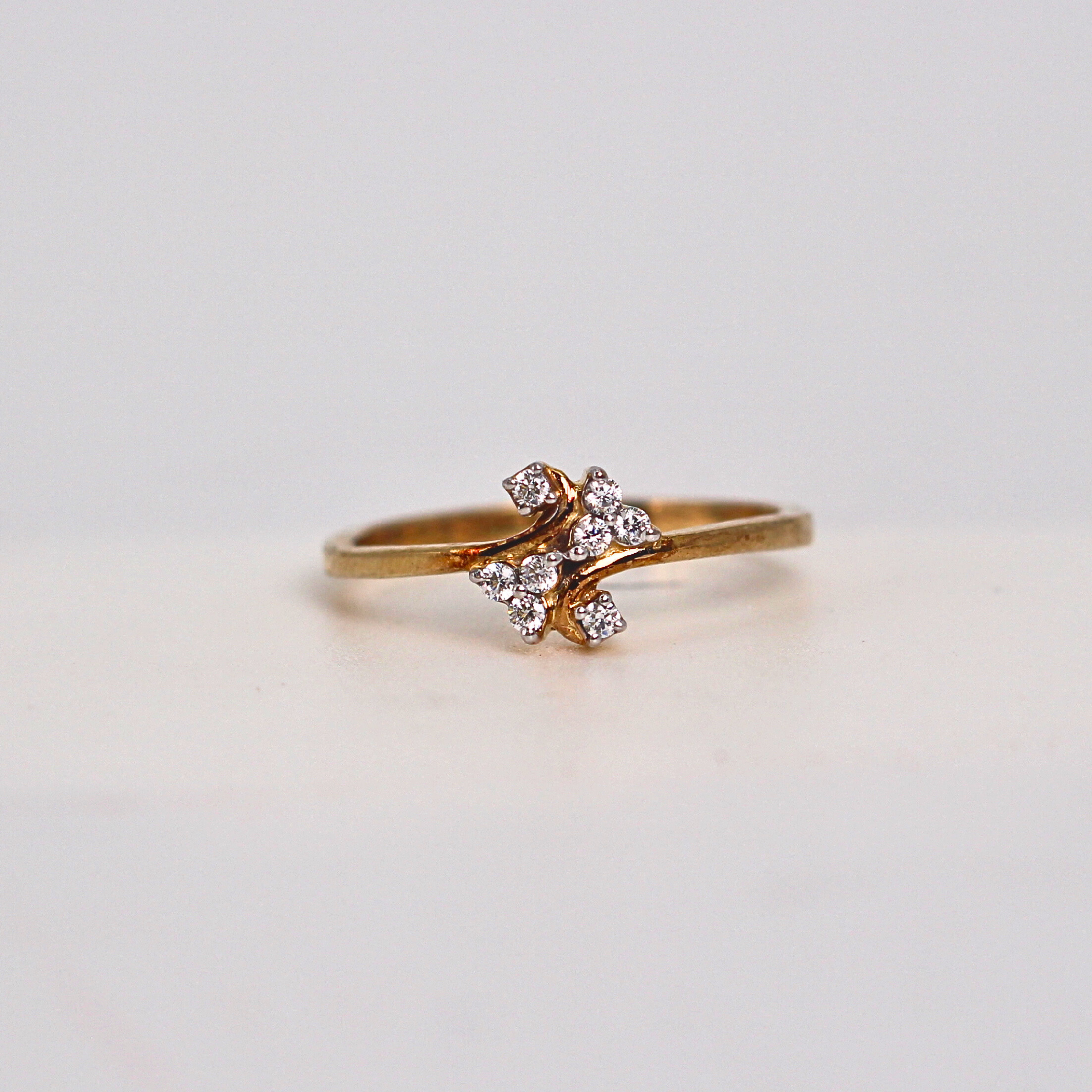 Diamond Floral Twist Band Ring