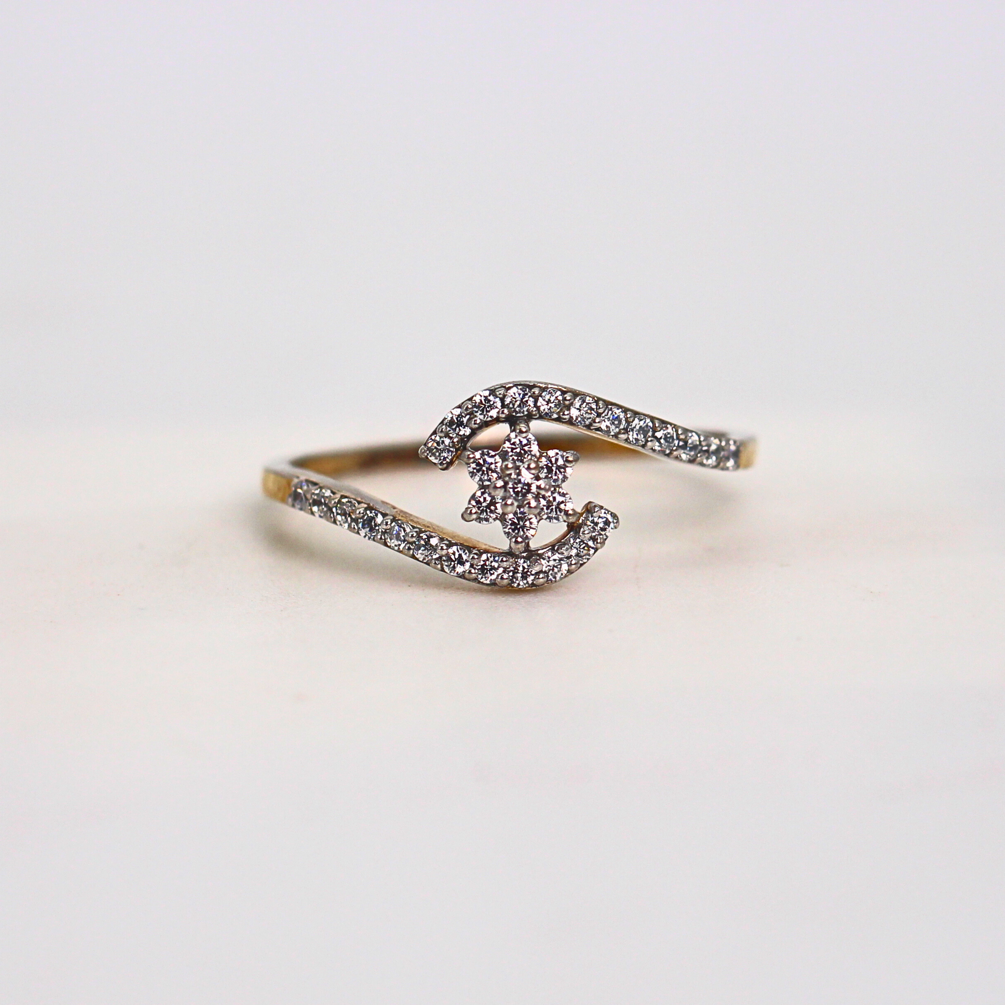 Diamond Floral Open Curve Band Ring