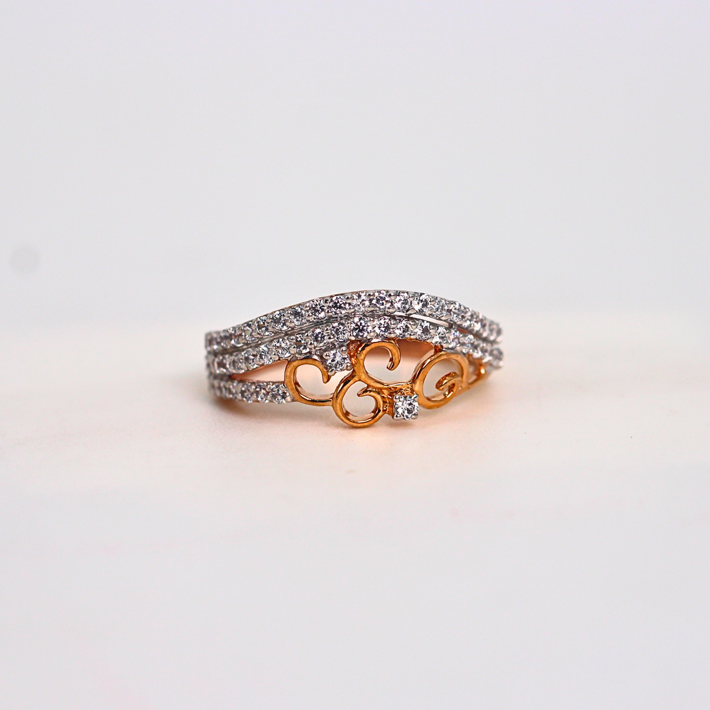 Diamond Scroll Multi Row Band Ring
