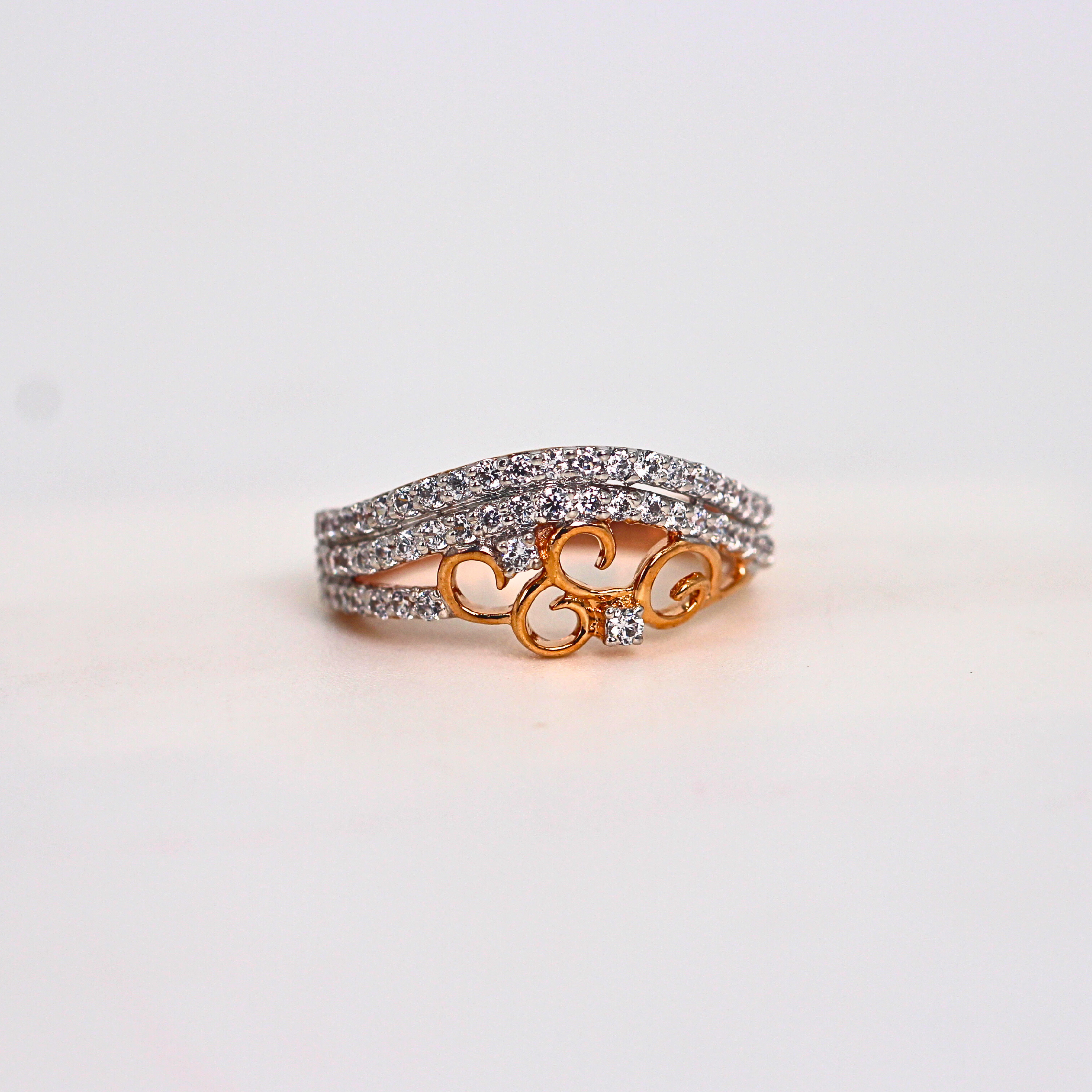Diamond Scroll Multi Row Band Ring