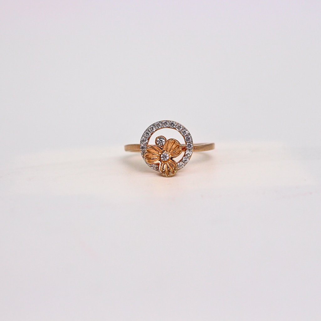 Diamond Floral Circle Band Ring