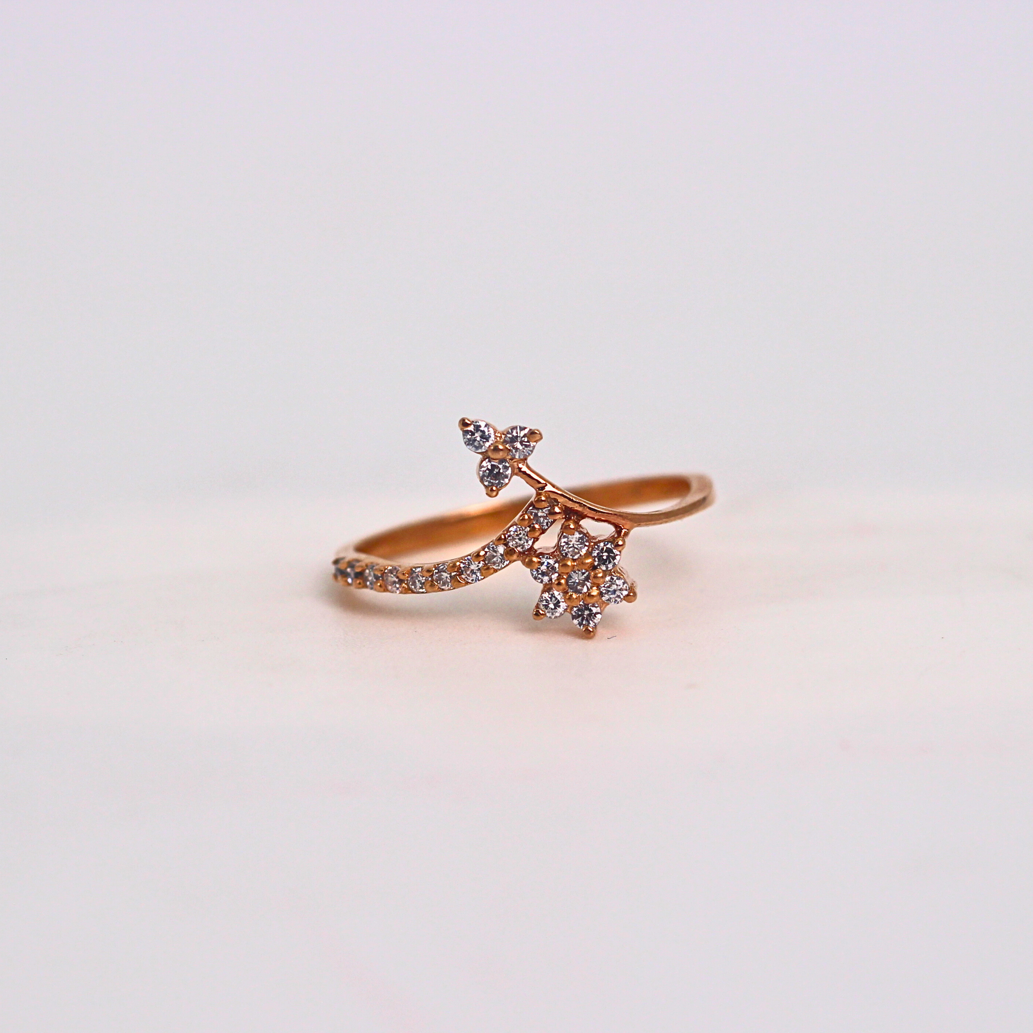 Diamond Star Curve Open Band Ring