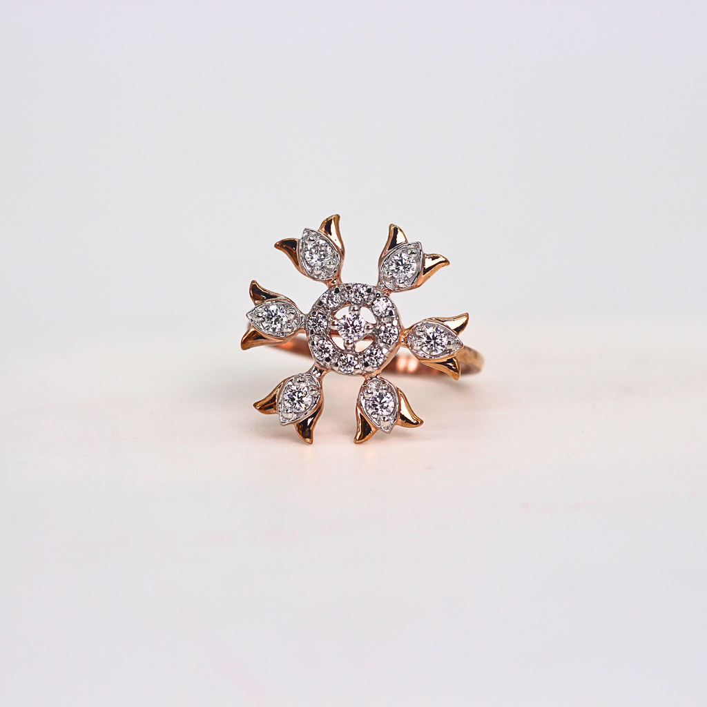 Diamond Floral Sunburst Cluster Ring