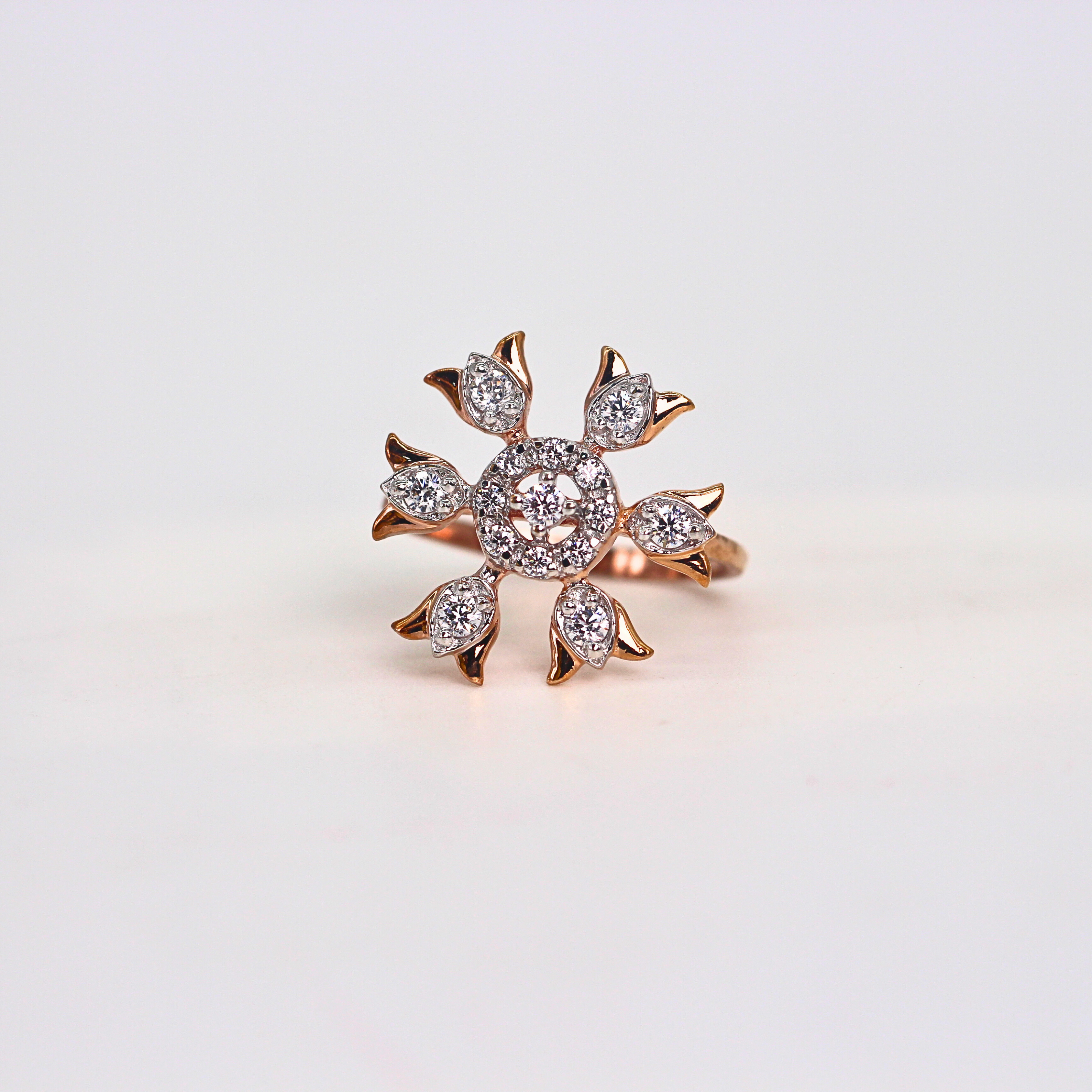 Diamond Floral Sunburst Cluster Ring