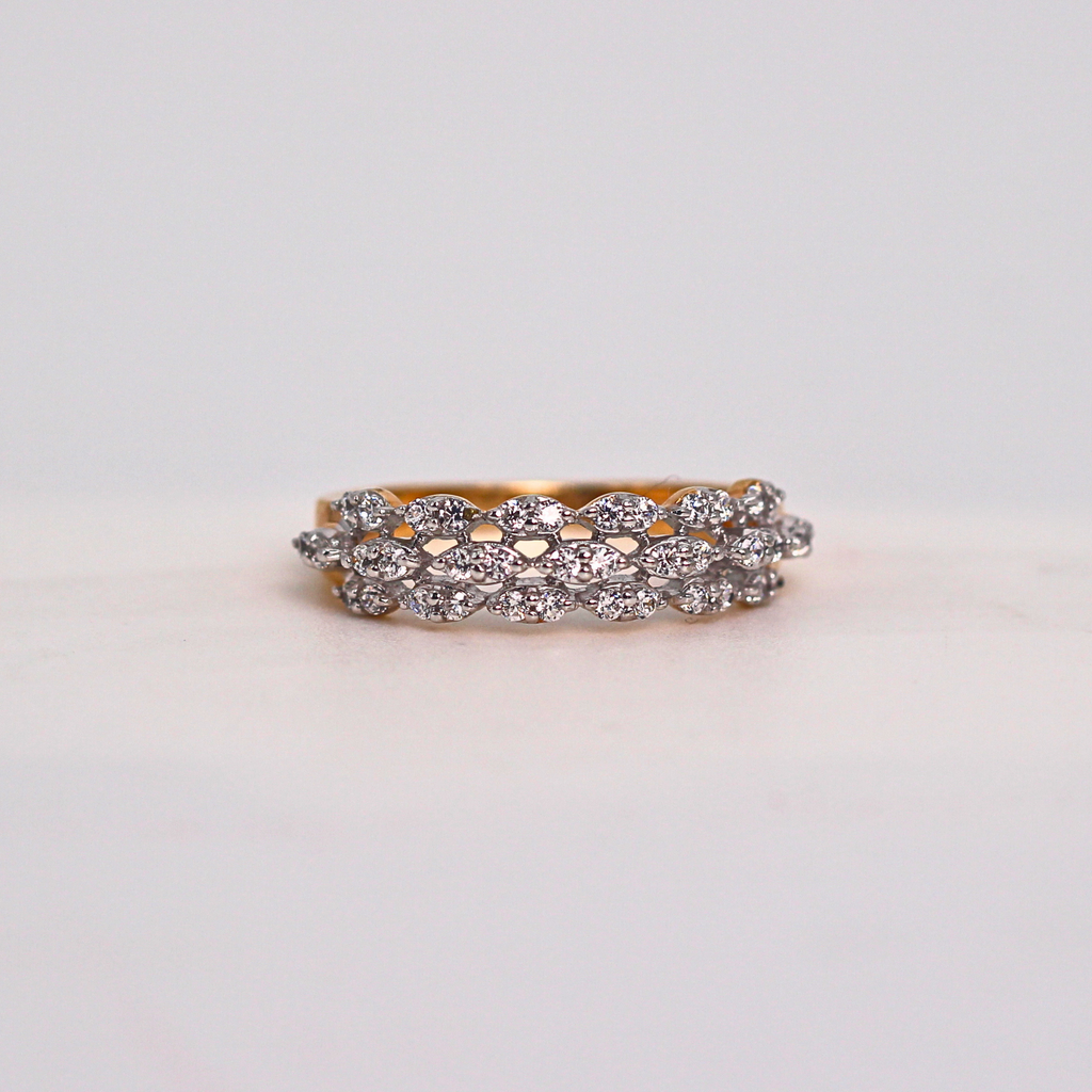 Diamond Lattice Multi Row Band Ring