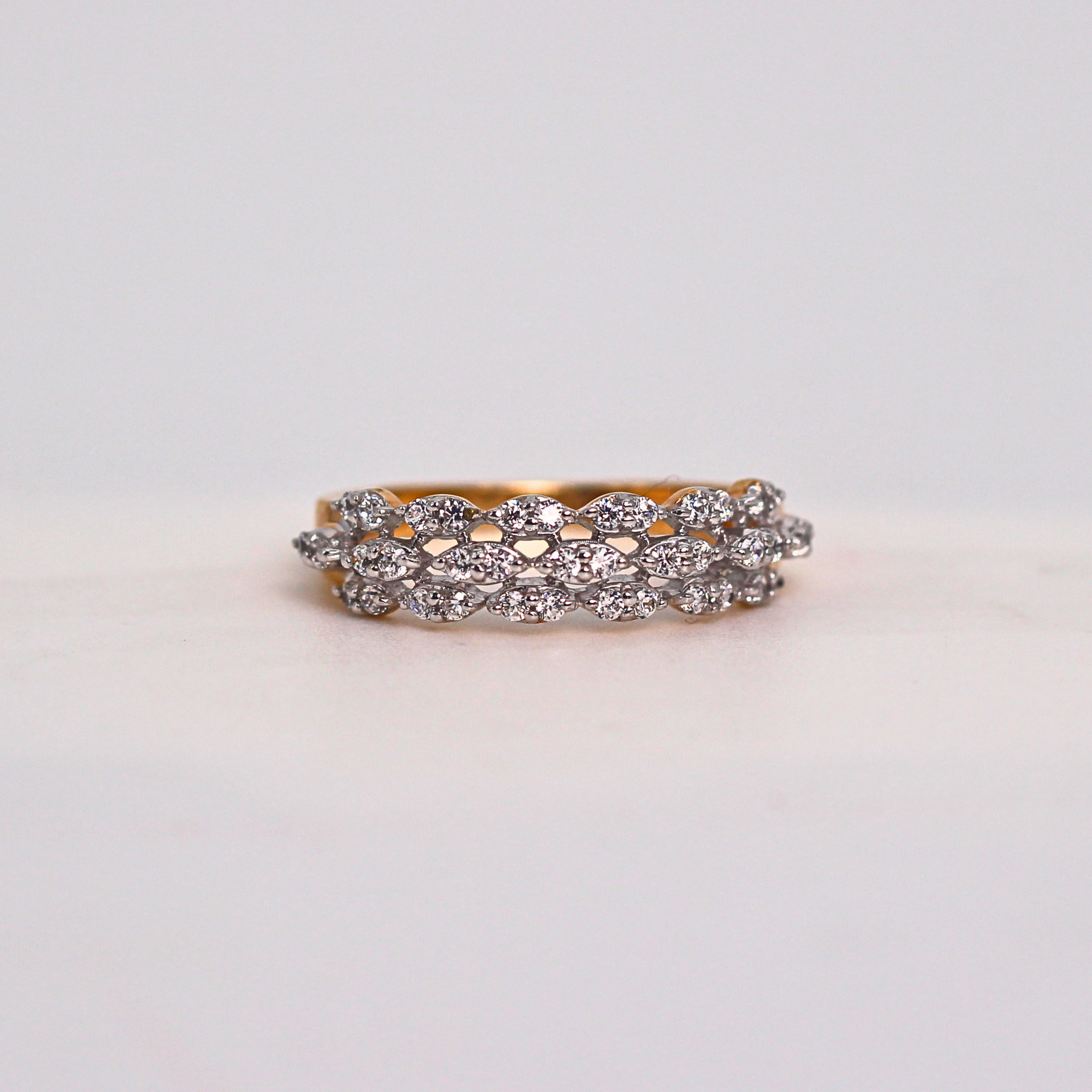 Diamond Lattice Multi Row Band Ring
