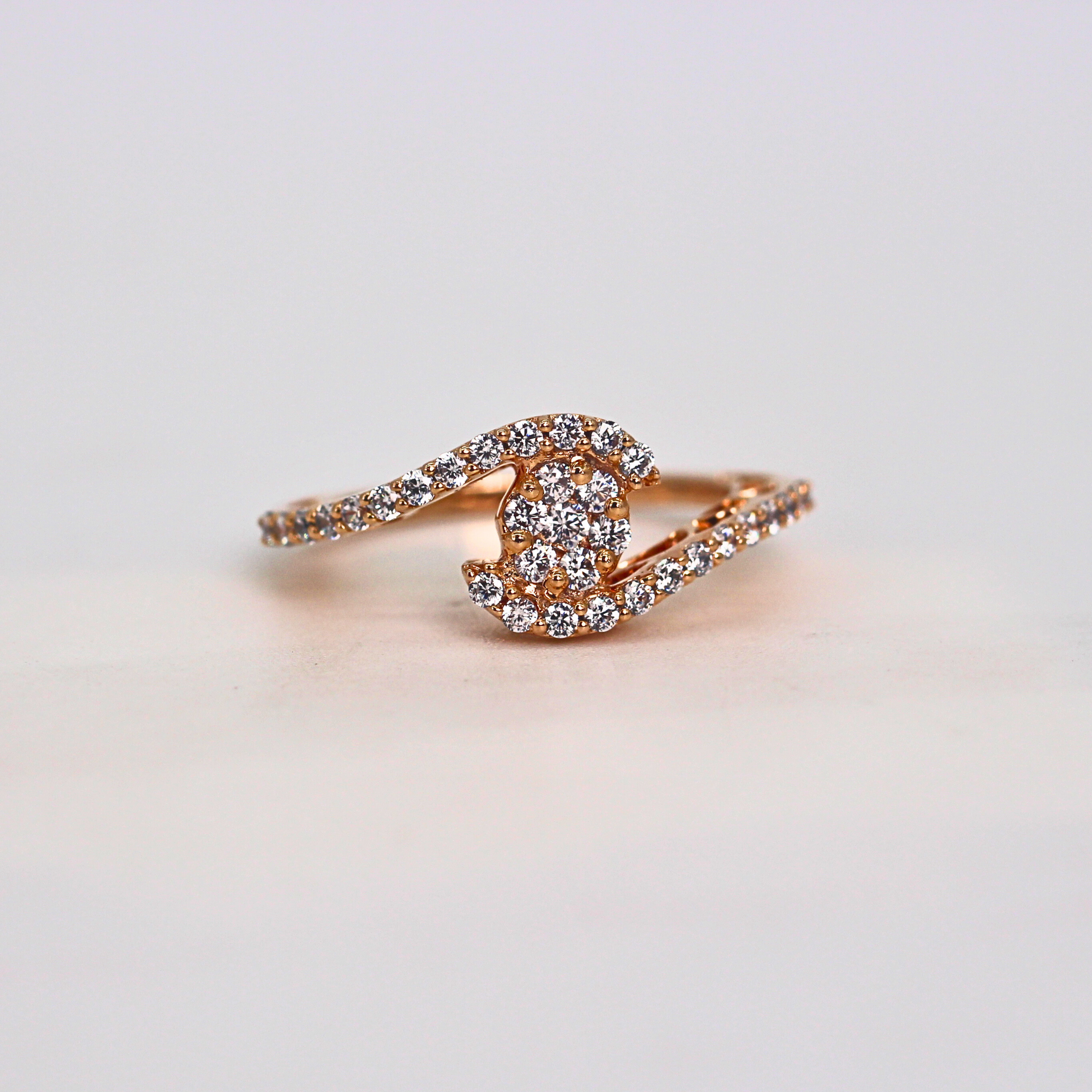 Diamond Crescent Open Band Ring