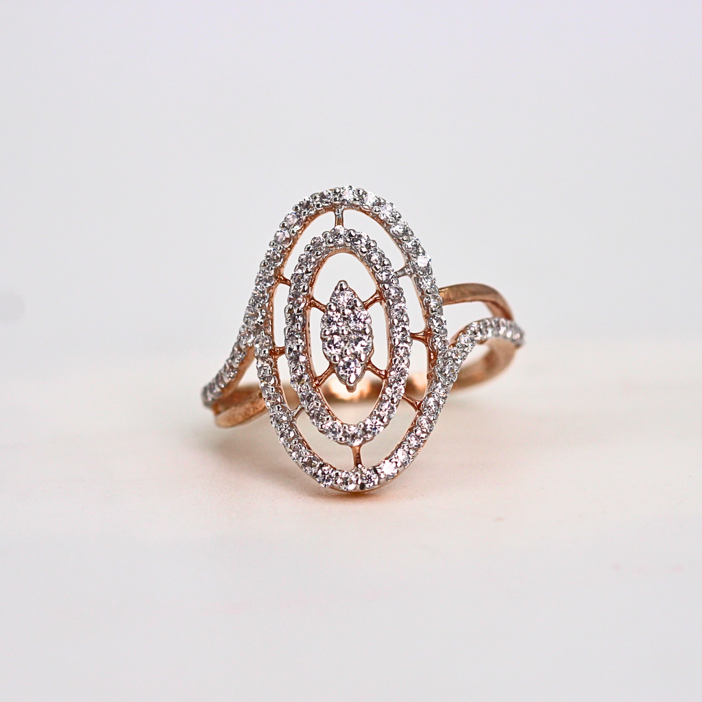 Diamond Oval Layered Open Band Ring