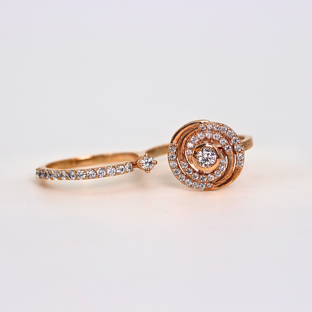 Diamond Round Halo Open Band Ring