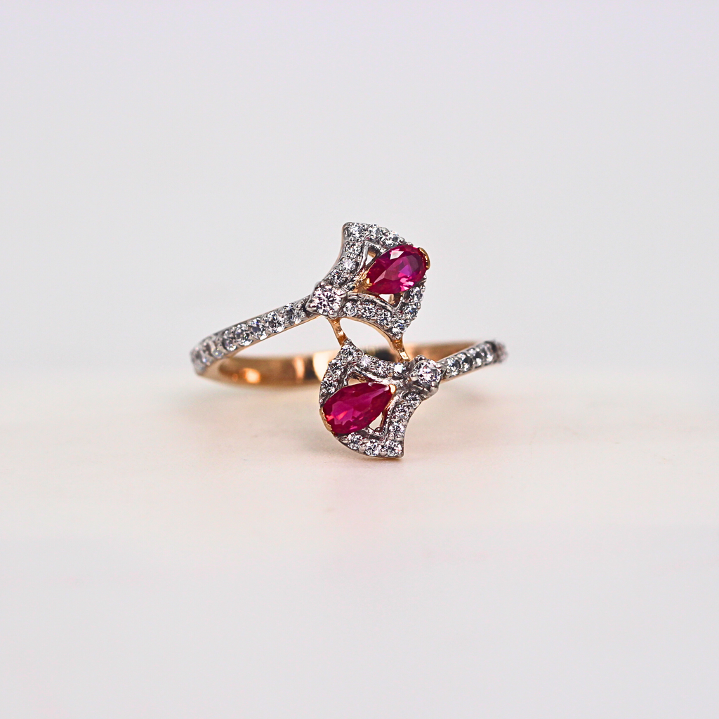 Ruby Diamond Open Style Band Ring