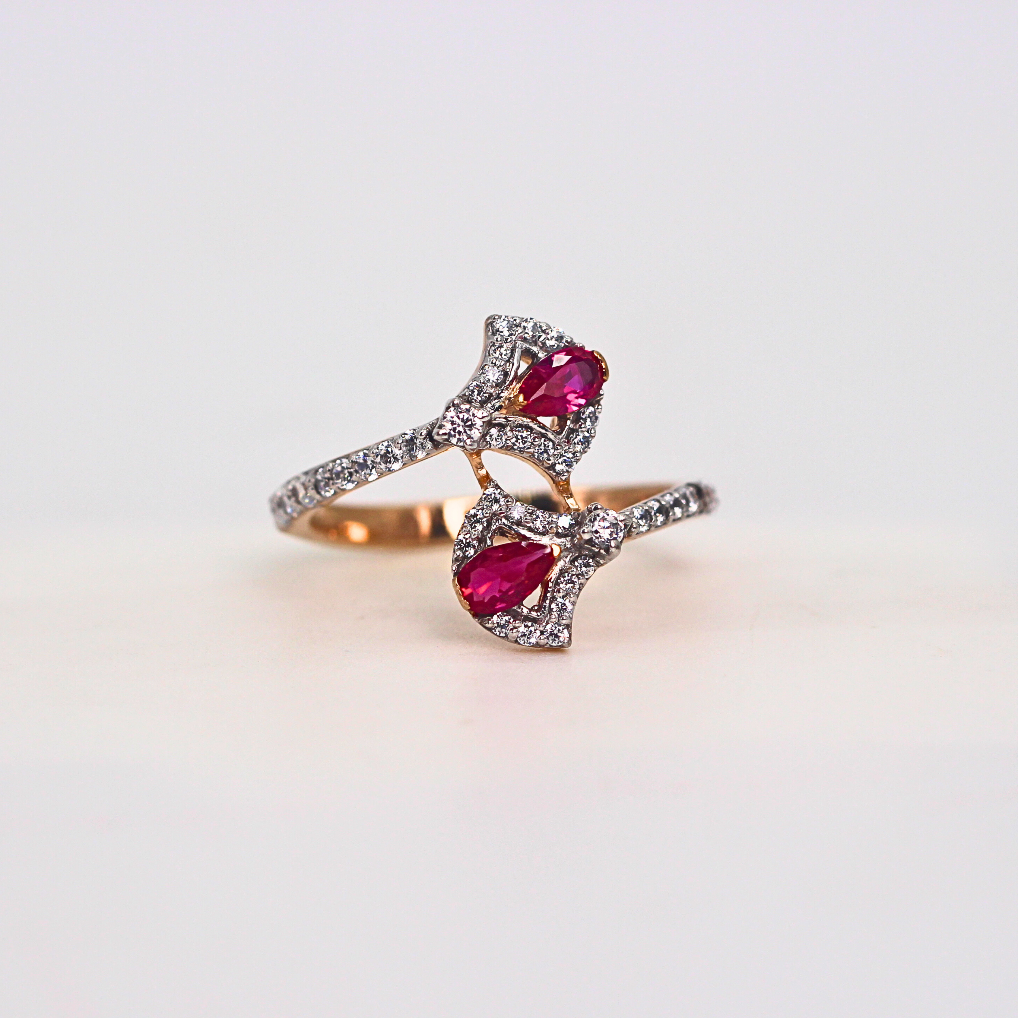 Ruby Diamond Open Style Band Ring