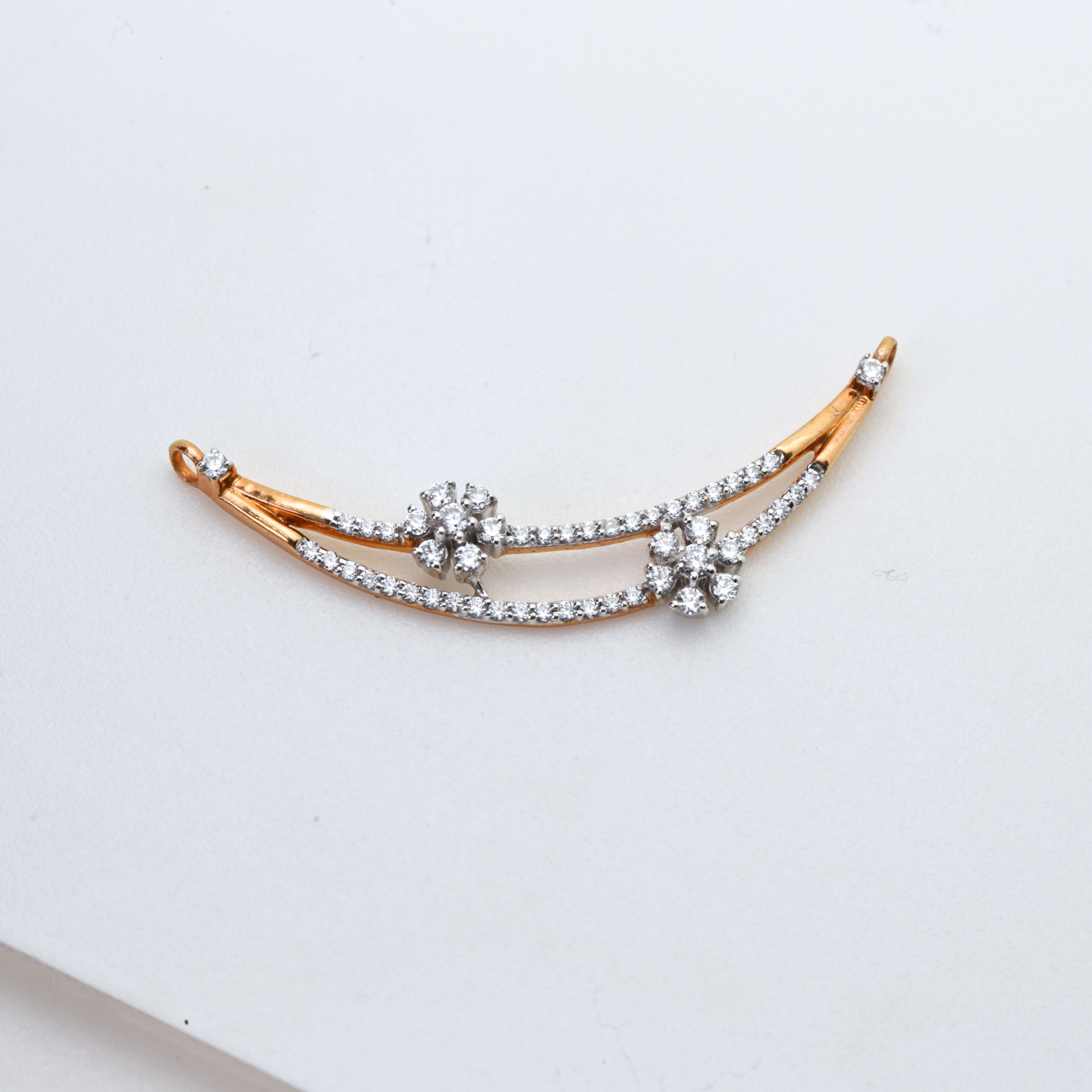 Diamond Twin Curve Floral Accent Mangalsutra Pendant