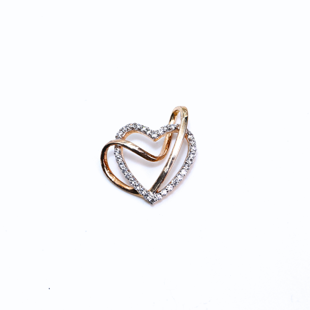 Twisted Heart Gold Pendant With Shimmer Touch