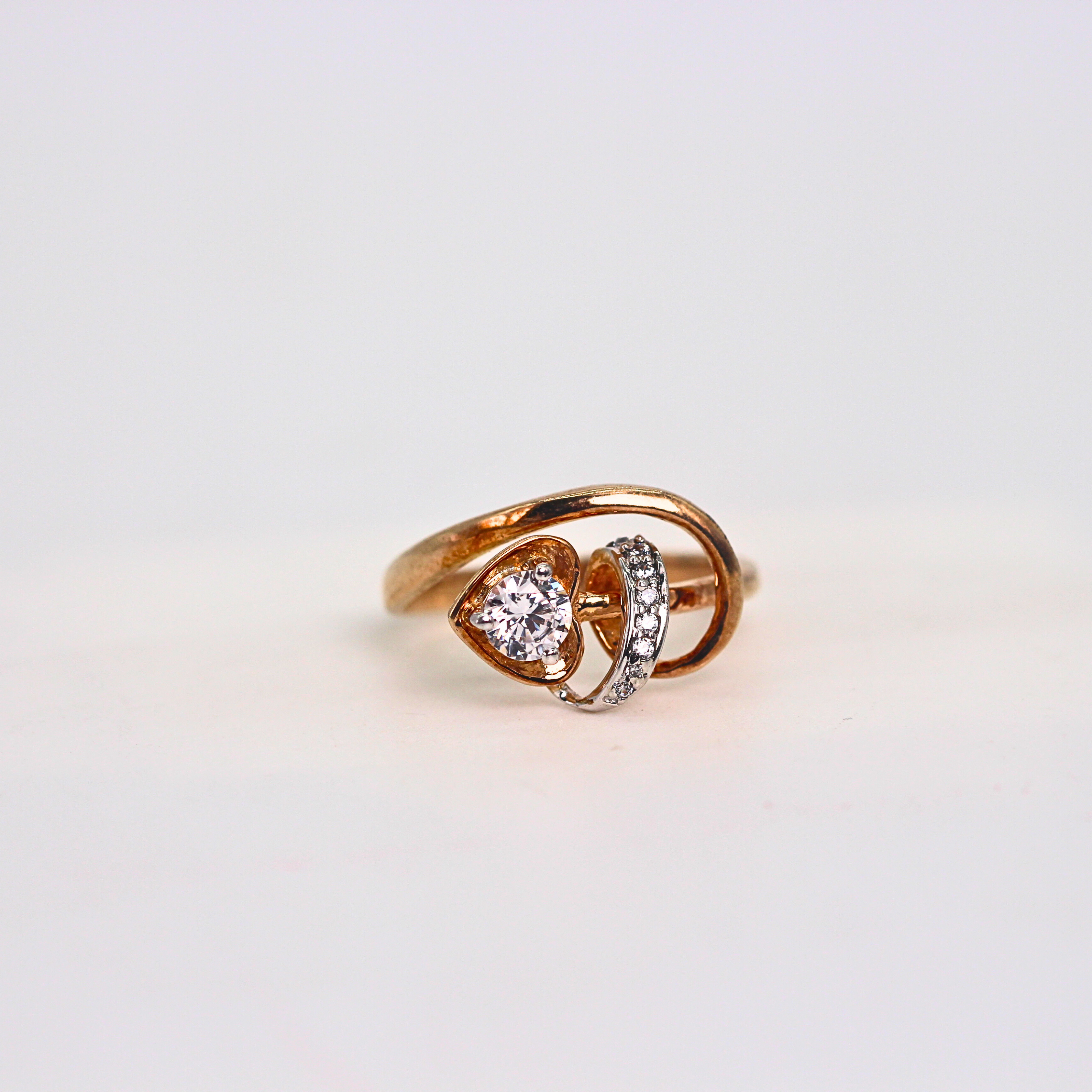 Diamond Heart Motif Open Wrap Ring