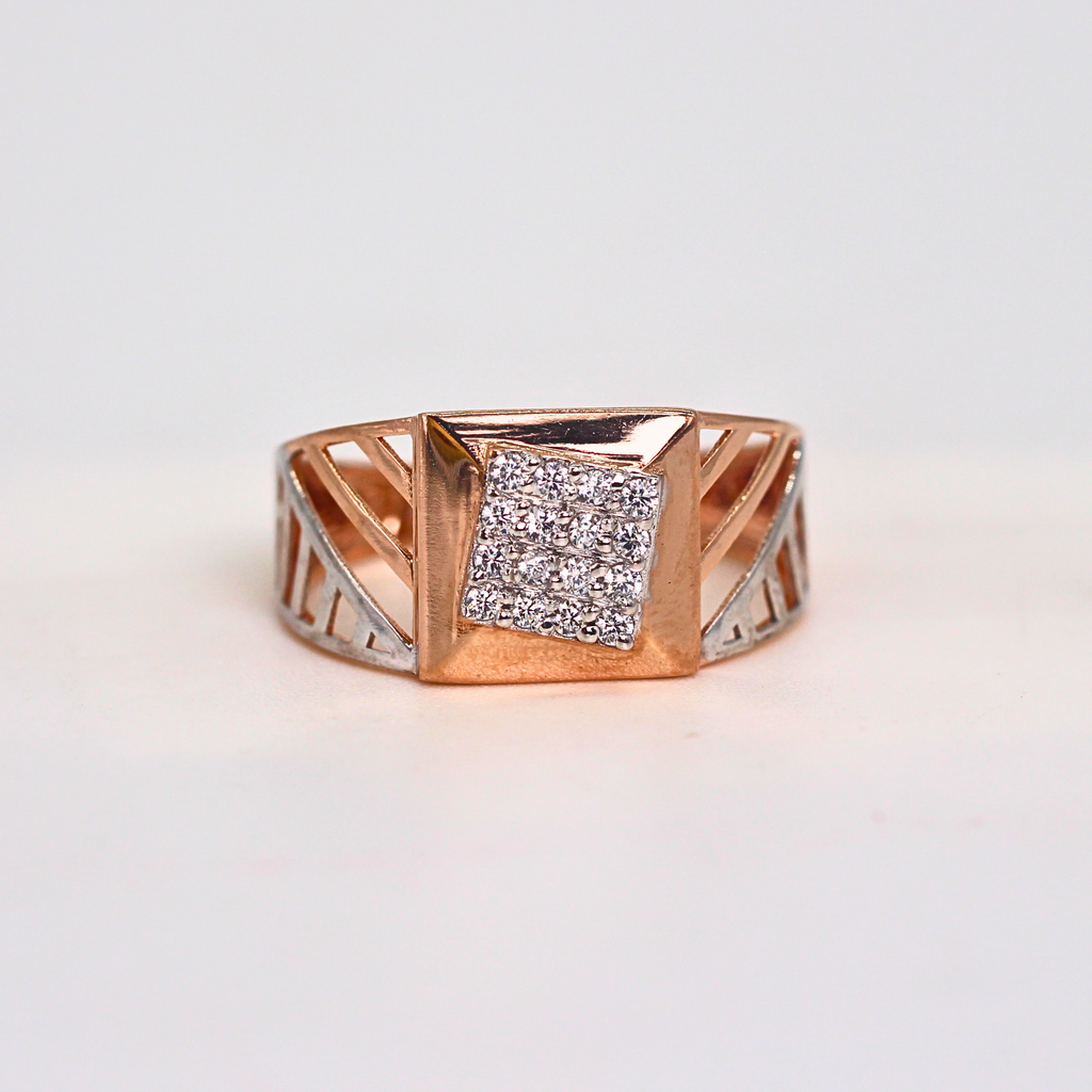 Diamond Square Grid Wide Band Ring