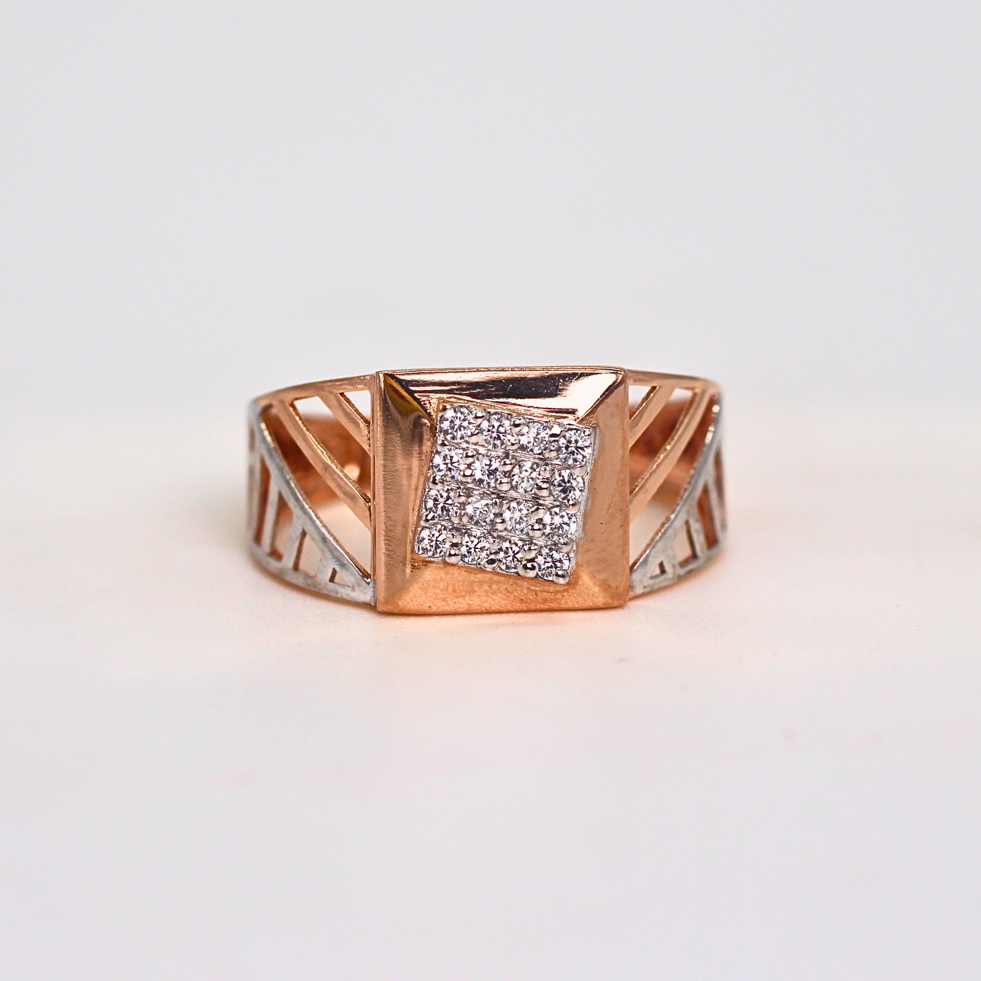 Diamond Square Grid Wide Band Ring