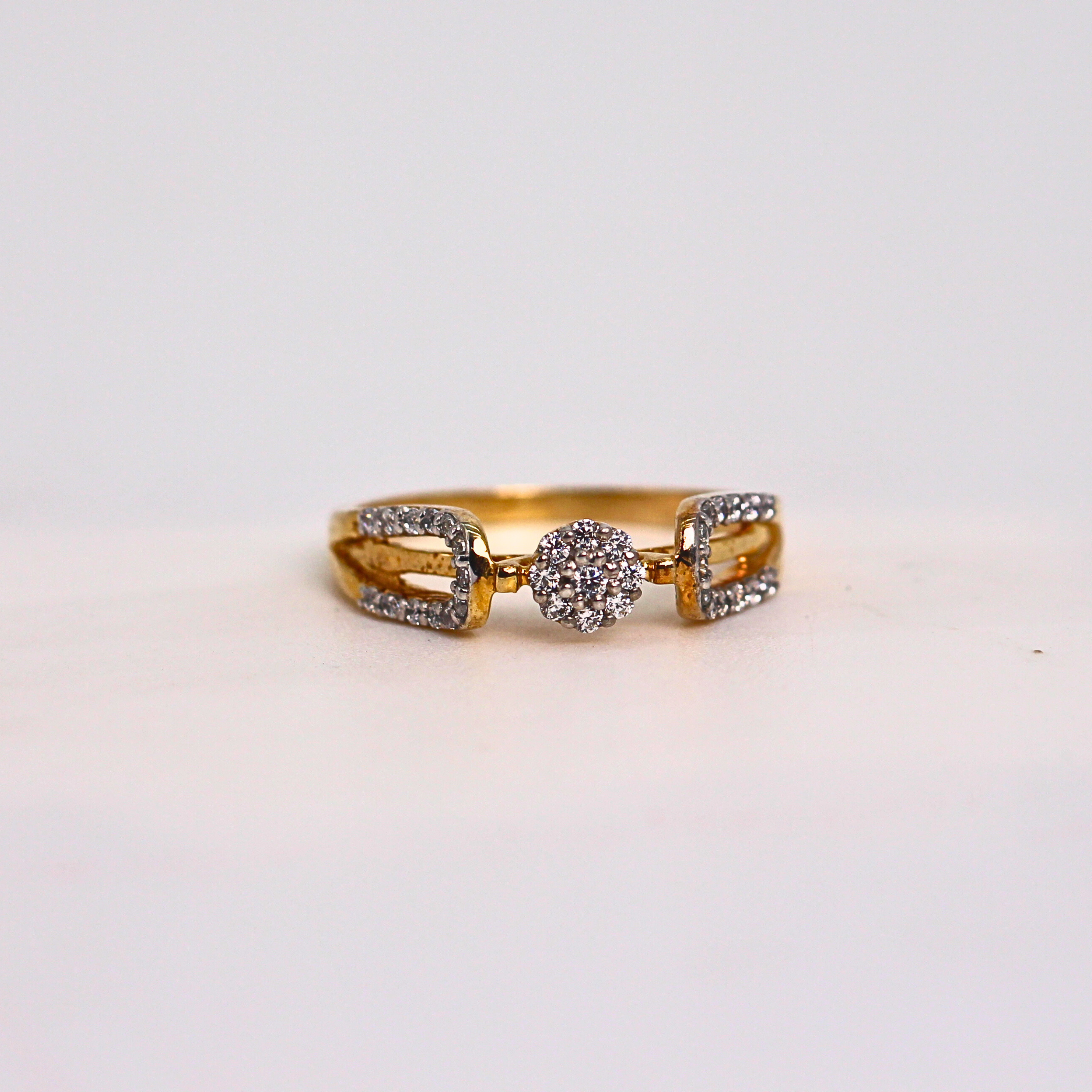 Diamond Cluster Center Open Band Ring