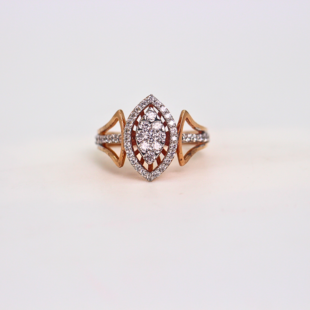 Diamond Marquise shaped Halo Open Band Ring