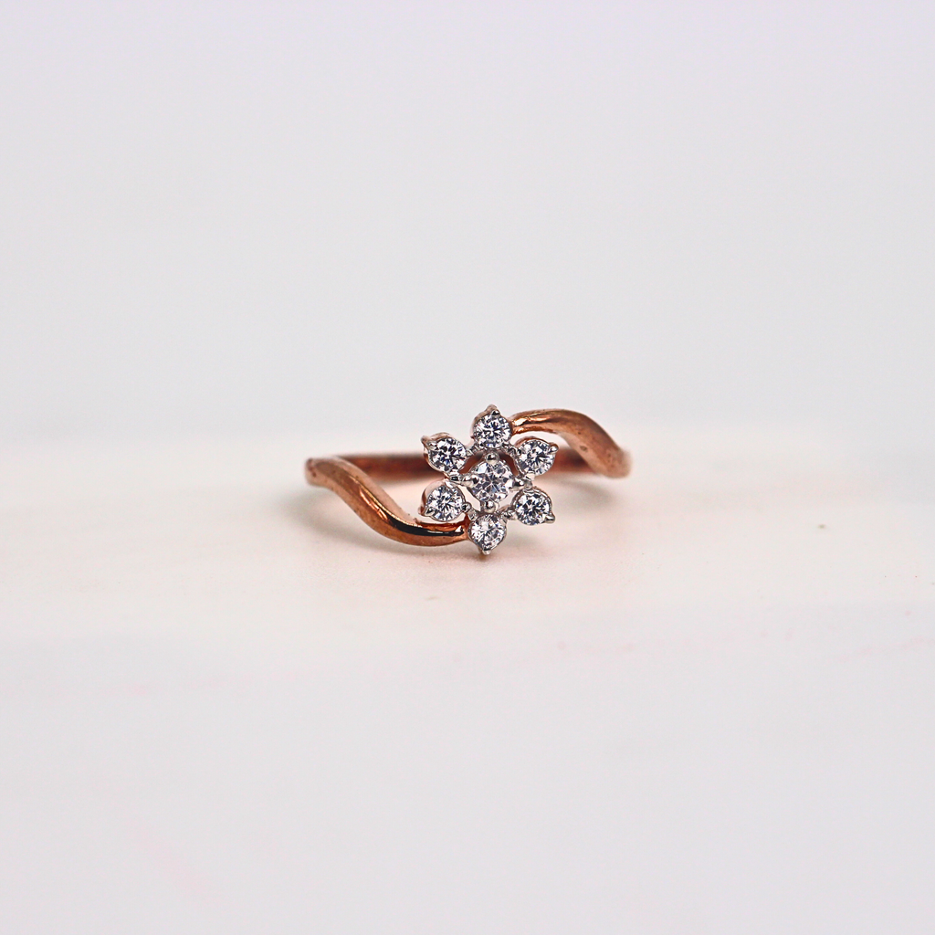 Diamond Floral Cluster Open Band Ring