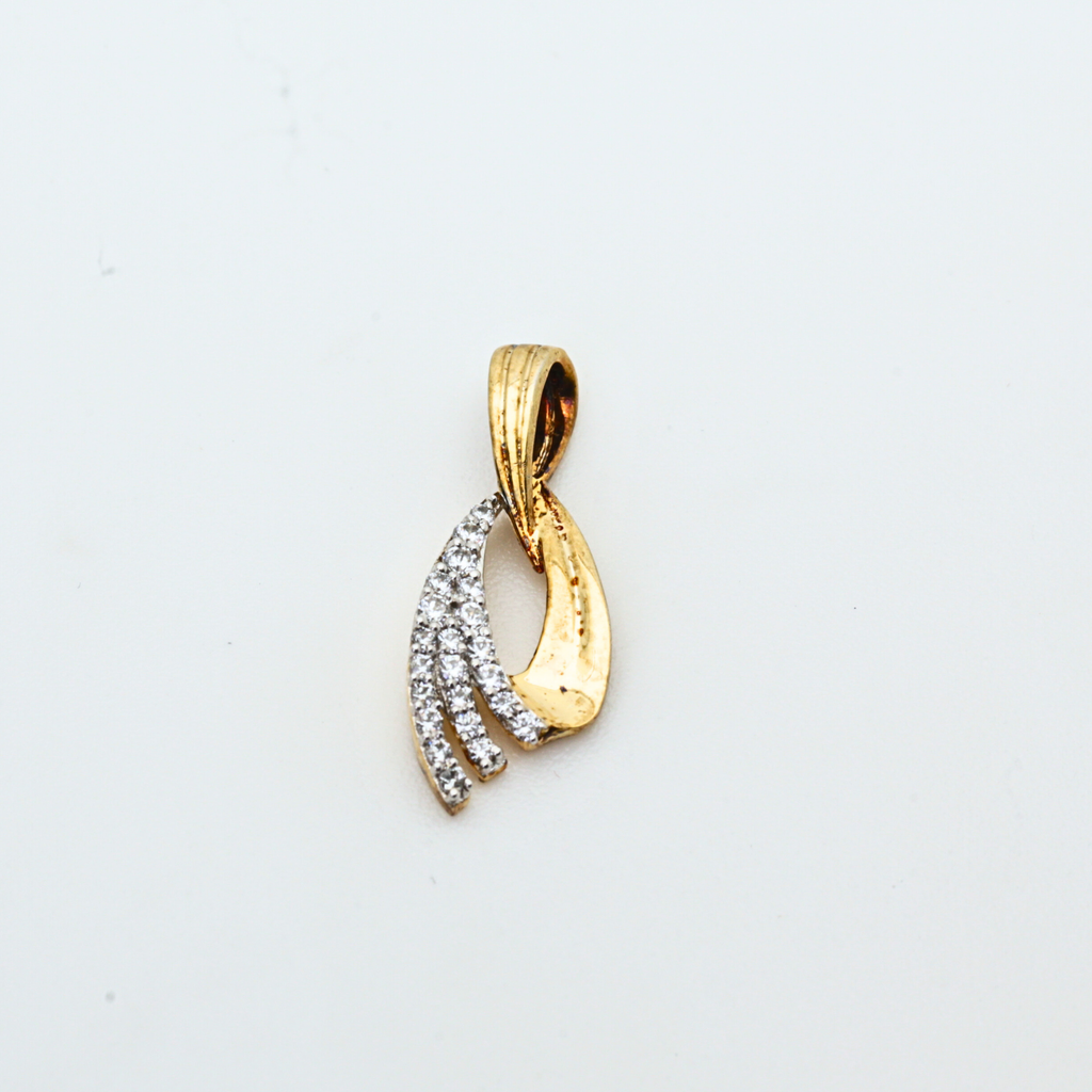Gold Pendant With Flowing Curve Design And Stone Detailing
