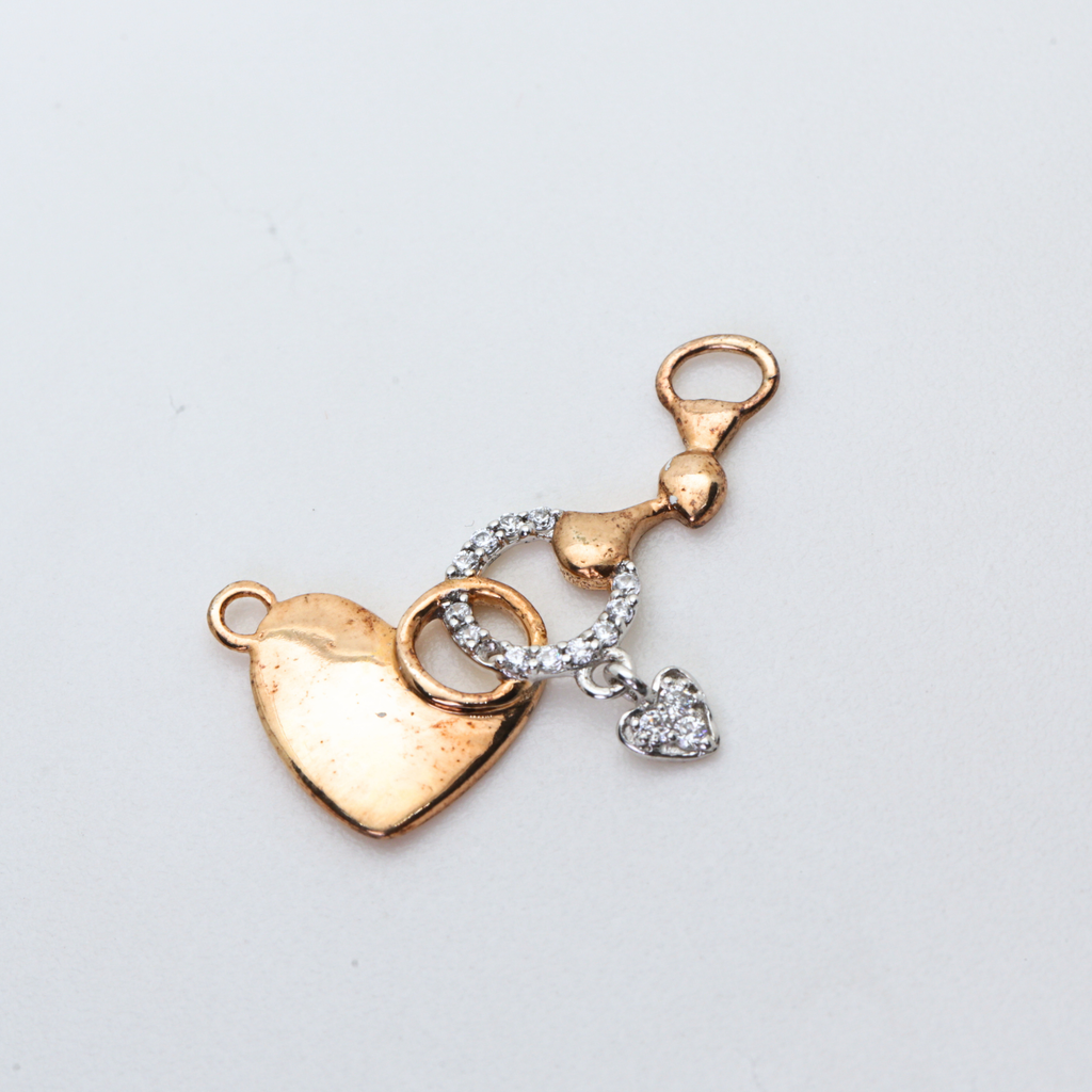 Heart Charm Gold Stone Pendant For Her