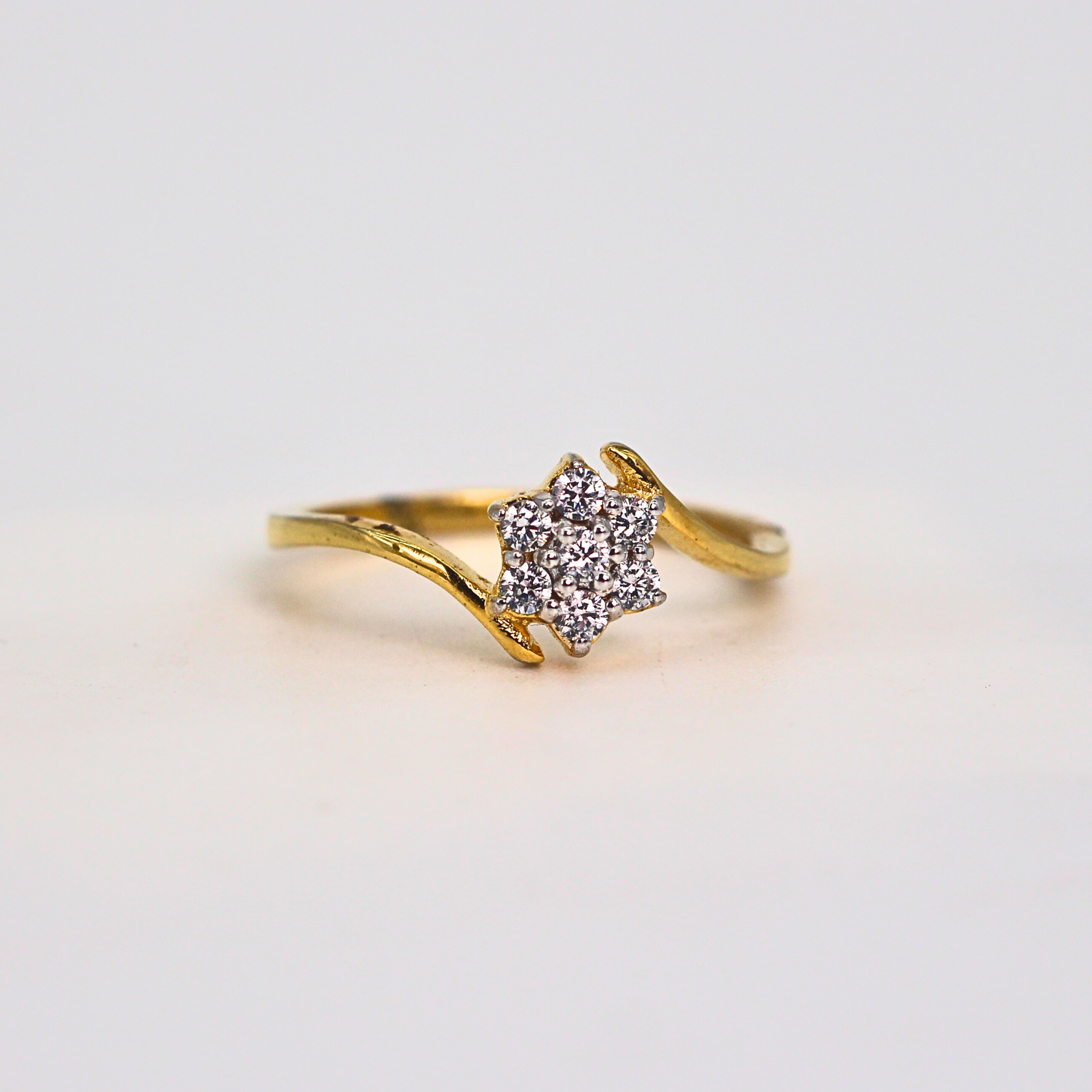 Diamond Floral Cluster Open Band Ring