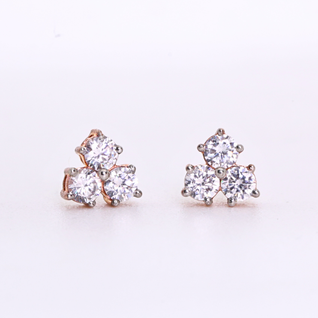 Triangle Shape Gold Stud Earrings With Round Diamond