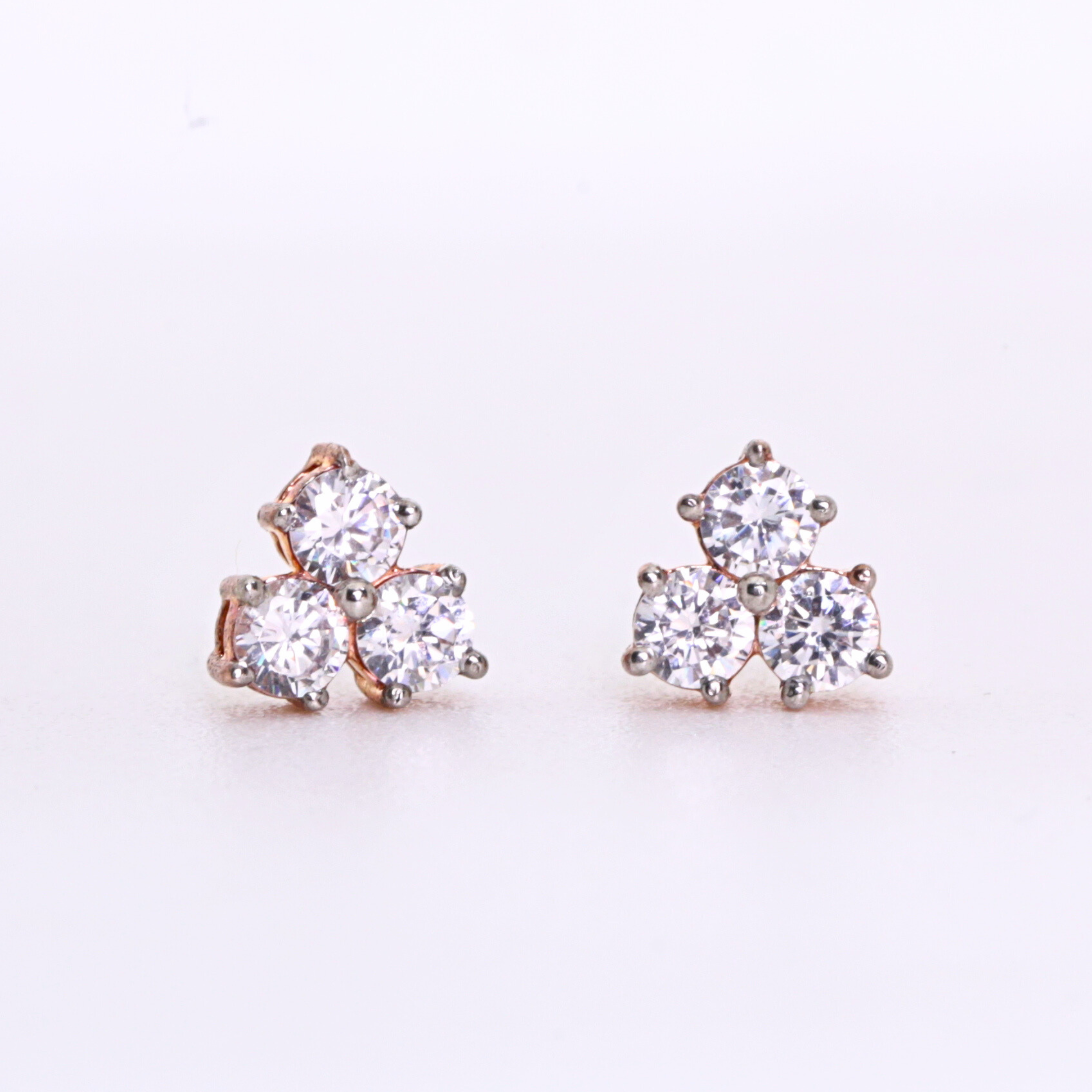 Triangle Shape Gold Stud Earrings With Round Diamond