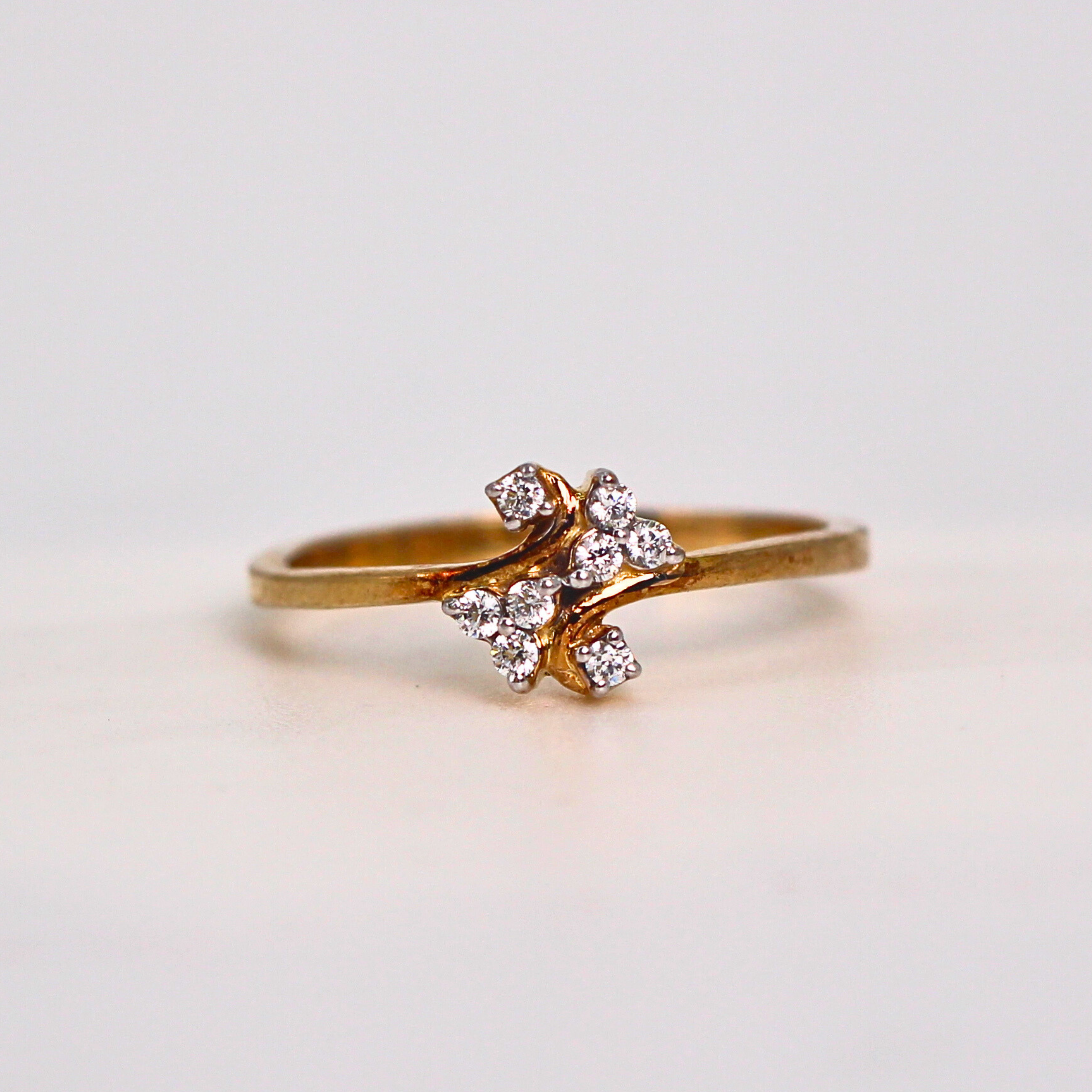Diamond Floral Twist Band Ring