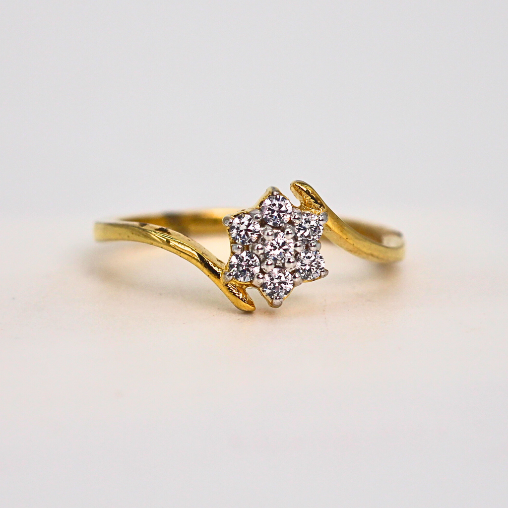 Diamond Floral Cluster Open Band Ring