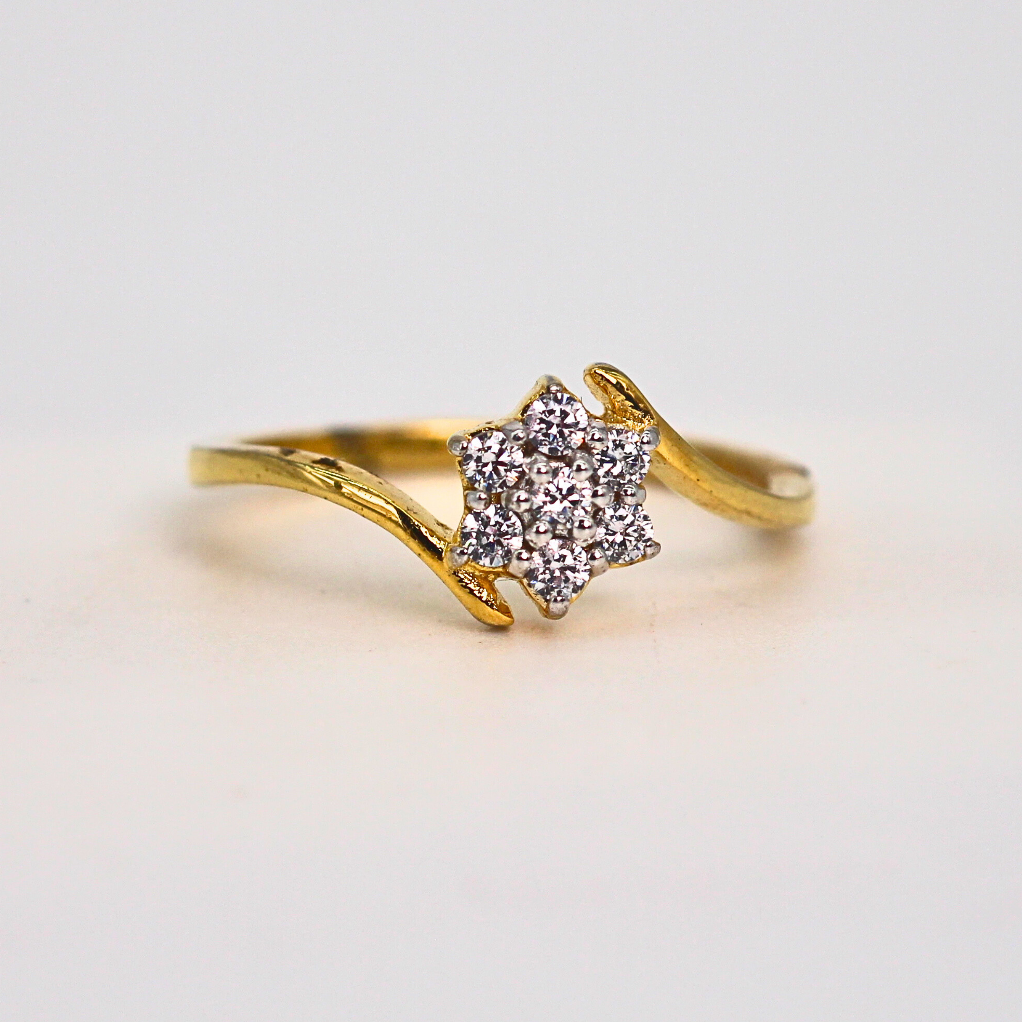 Diamond Floral Cluster Open Band Ring