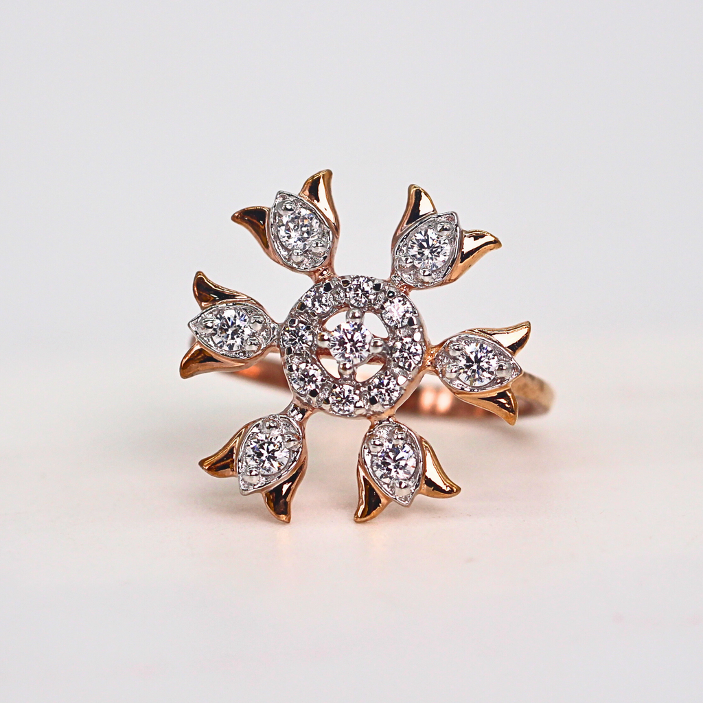 Diamond Floral Sunburst Cluster Ring