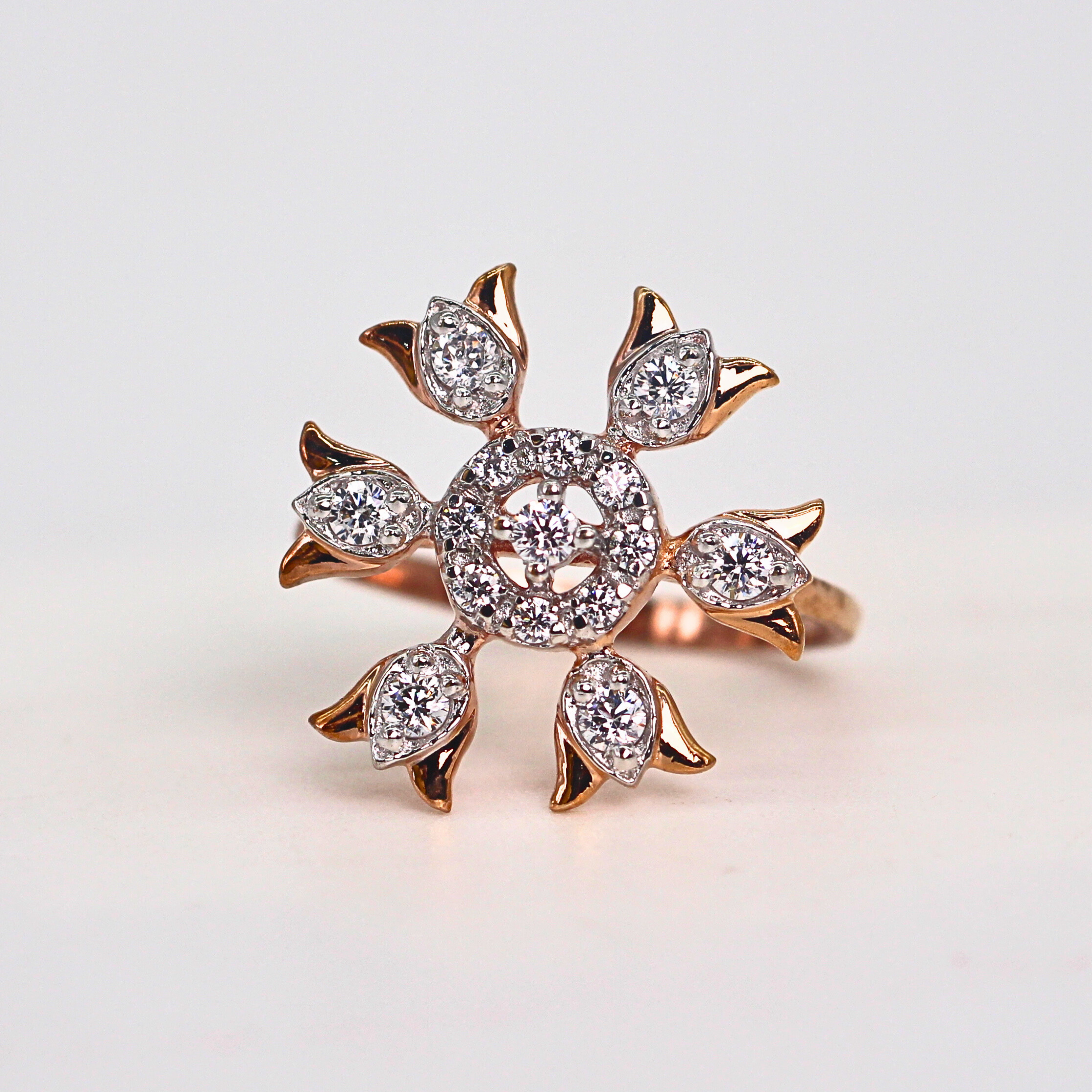 Diamond Floral Sunburst Cluster Ring