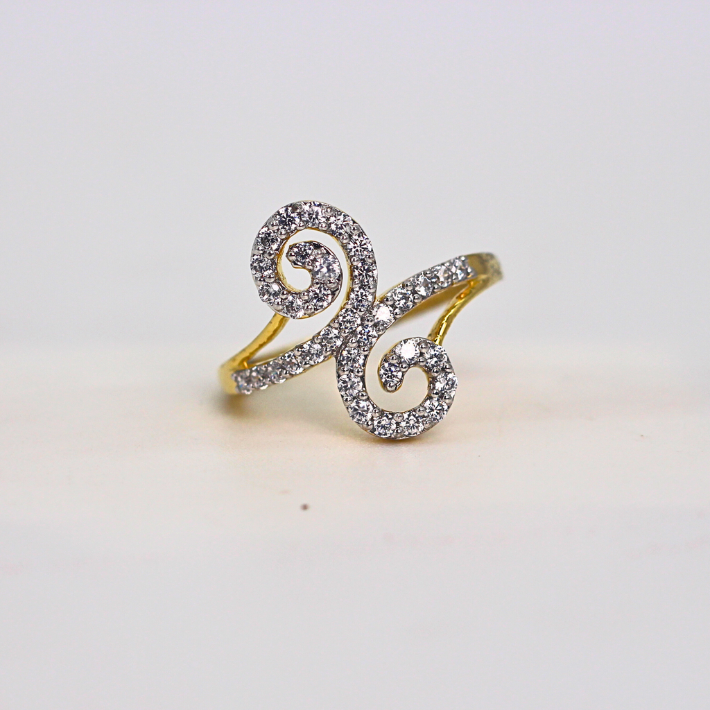Diamond Swirl Motif Open Band Ring
