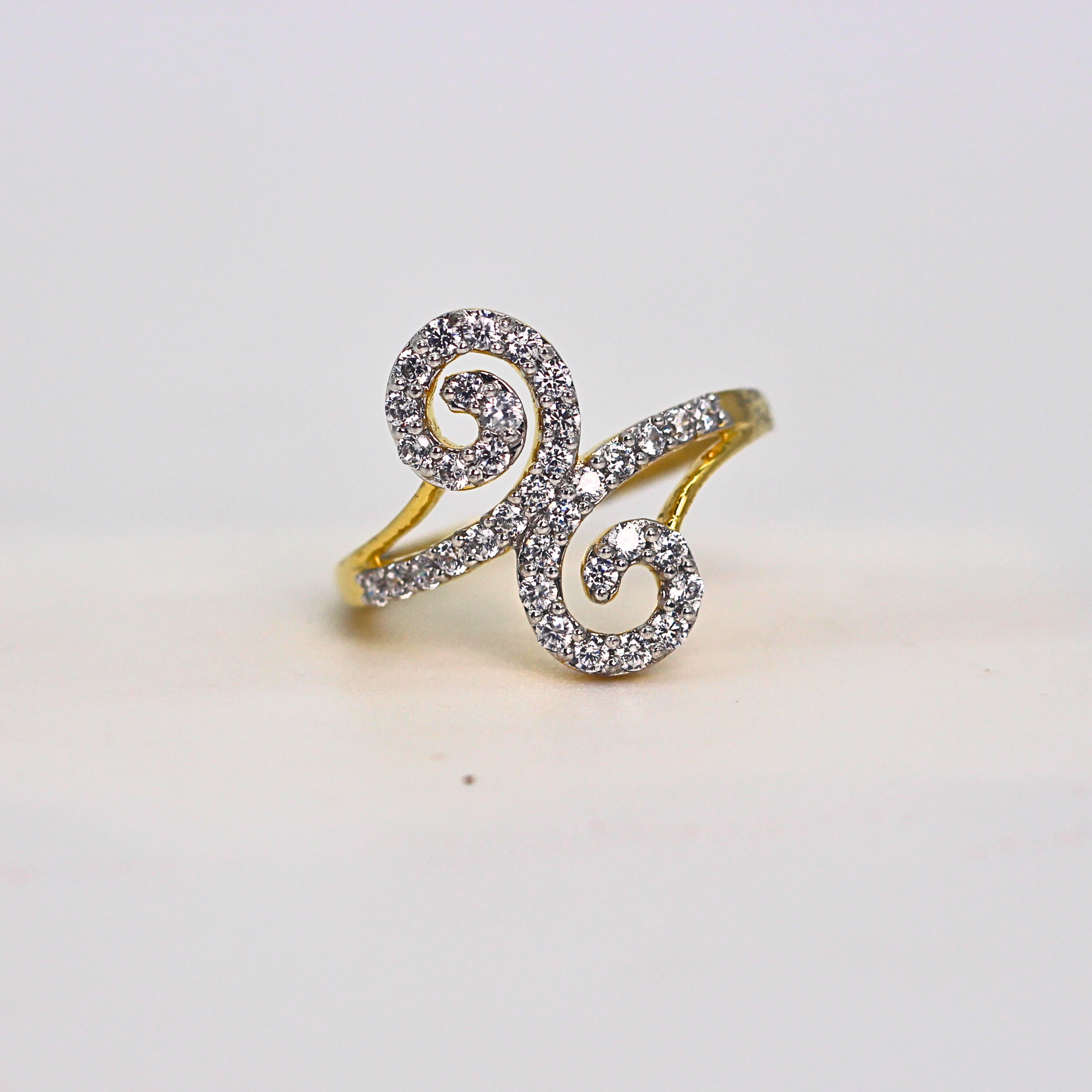 Diamond Swirl Motif Open Band Ring