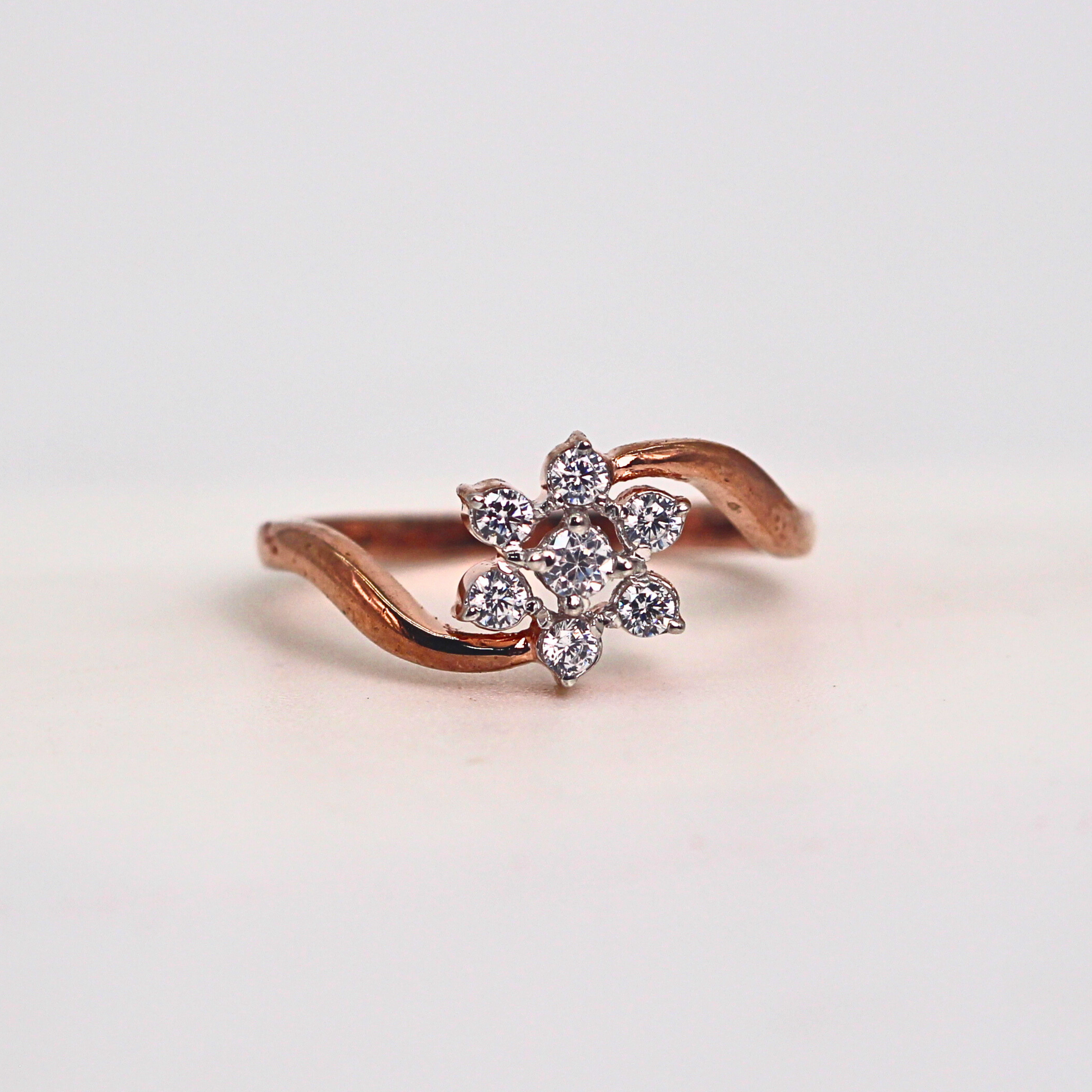 Diamond Floral Cluster Open Band Ring