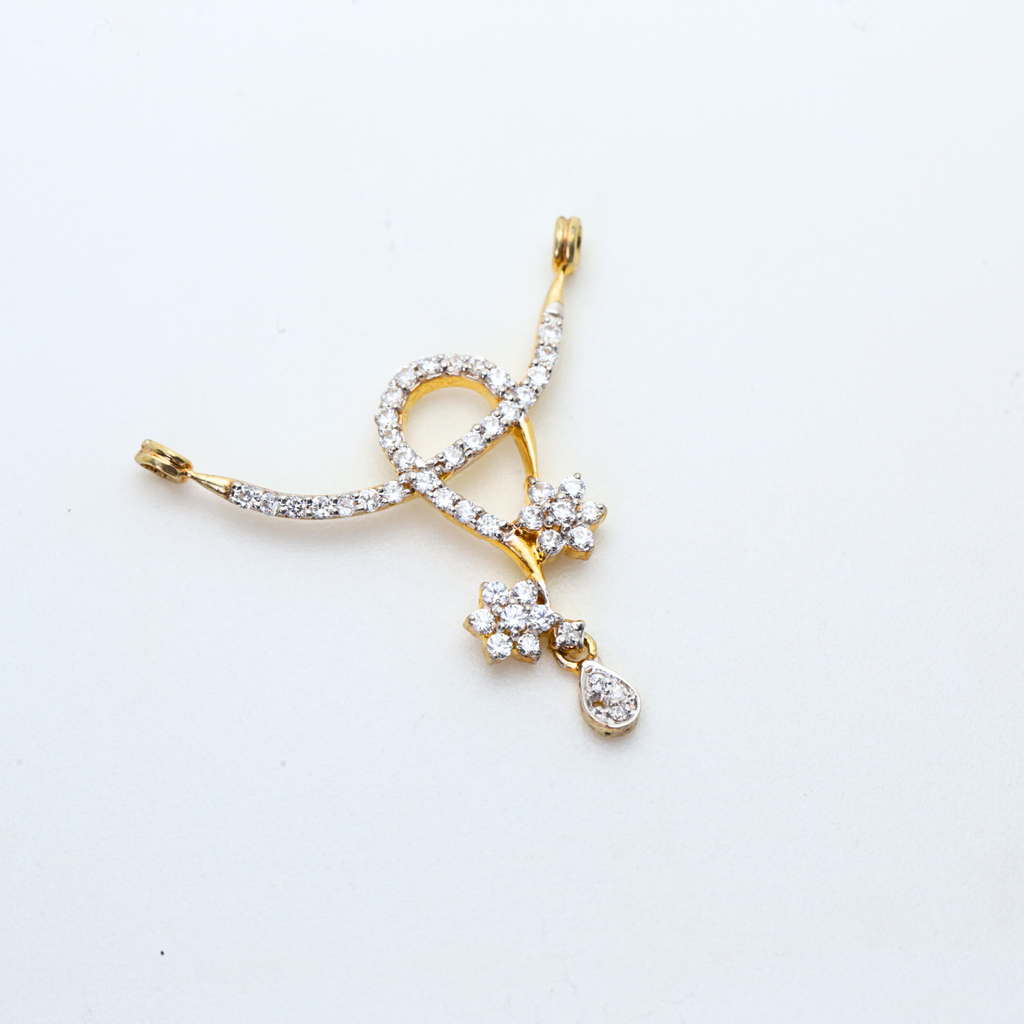 Diamond Loop Curve Floral Drop Mangalsutra Pendant