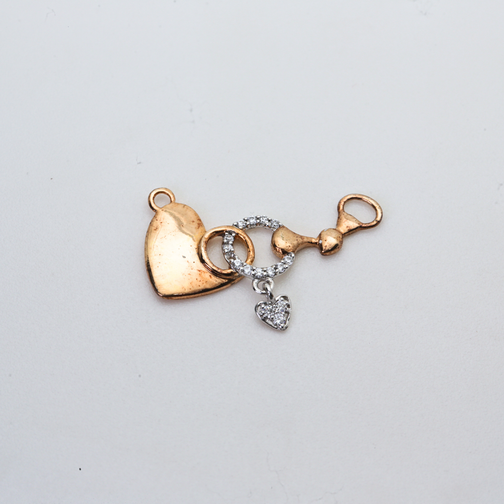 Heart Charm Gold Stone Pendant For Her