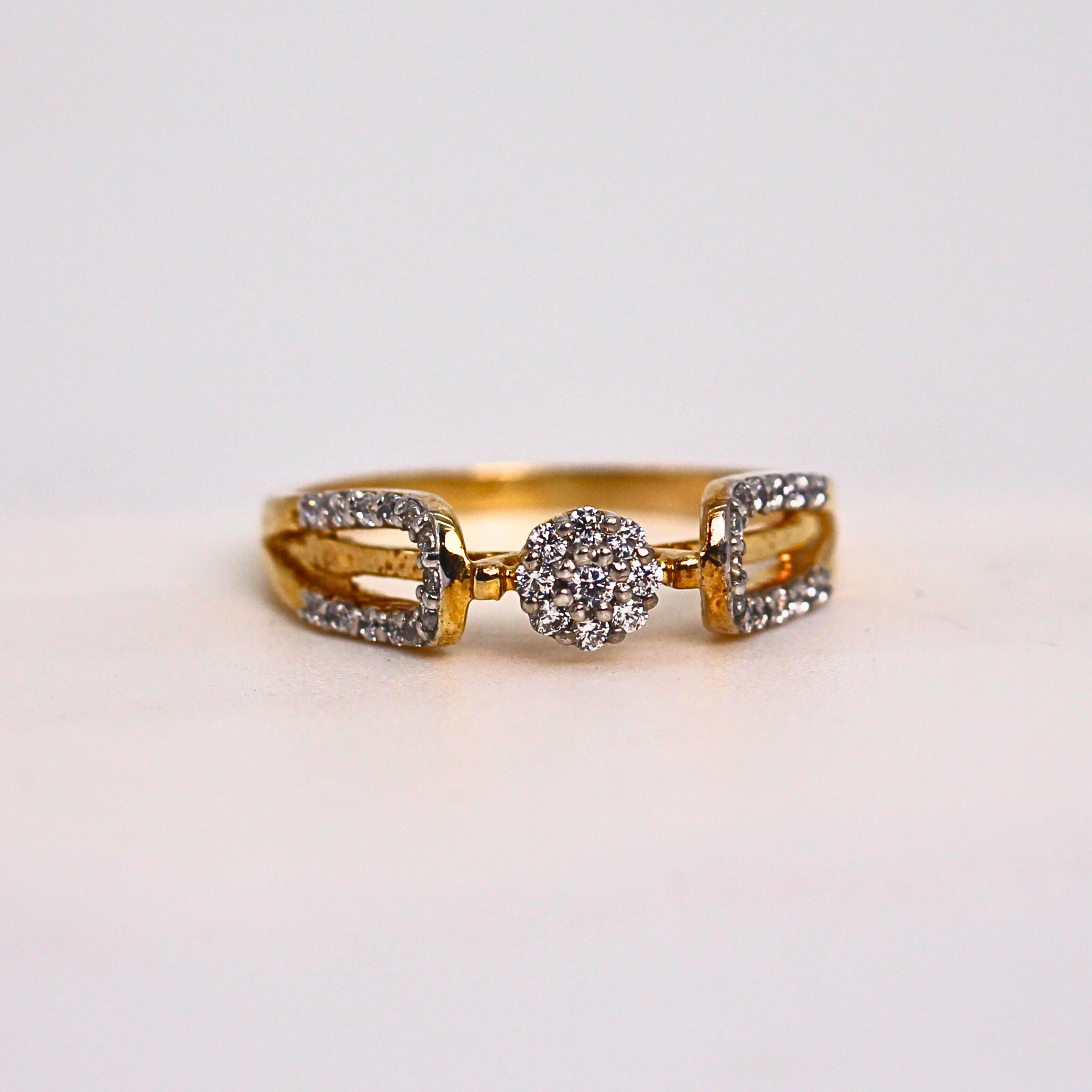 Diamond Cluster Center Open Band Ring