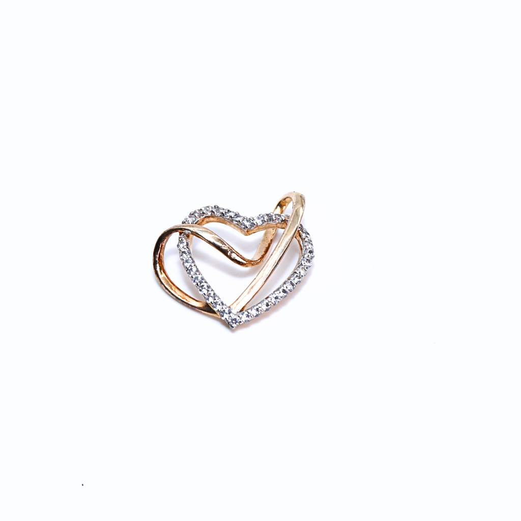Twisted Heart Gold Pendant With Shimmer Touch